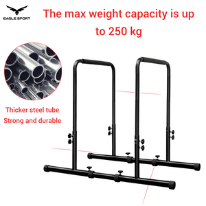 ستاند المتوازي الاحترافي مع وصلات – قابل لتعديل الارتفاع والعرض
Adjustable Height & Width Dip Station with Connectors
