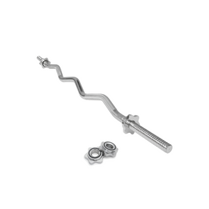 EZ Curl Barbell 120cm Chrome with Spin Lock Collars – Multiple Grips & Better Control
بار متعرّج (بار أعوج) كروم بطول 120 سم مع أقفال تثبيت – قبضات متعددة وتحكم أفضل