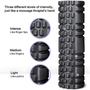 رول فوم محفّز متعدد الكثافة – 44 سم
Multi-Zone Trigger Foam Roller – 44cm