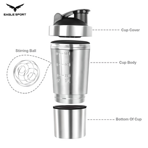 شيكر احترافي ستانلس ستيل – سعة 591 مل + حافظة 200 مل
Pro Stainless Steel Shaker – 591ml + 200ml Storage