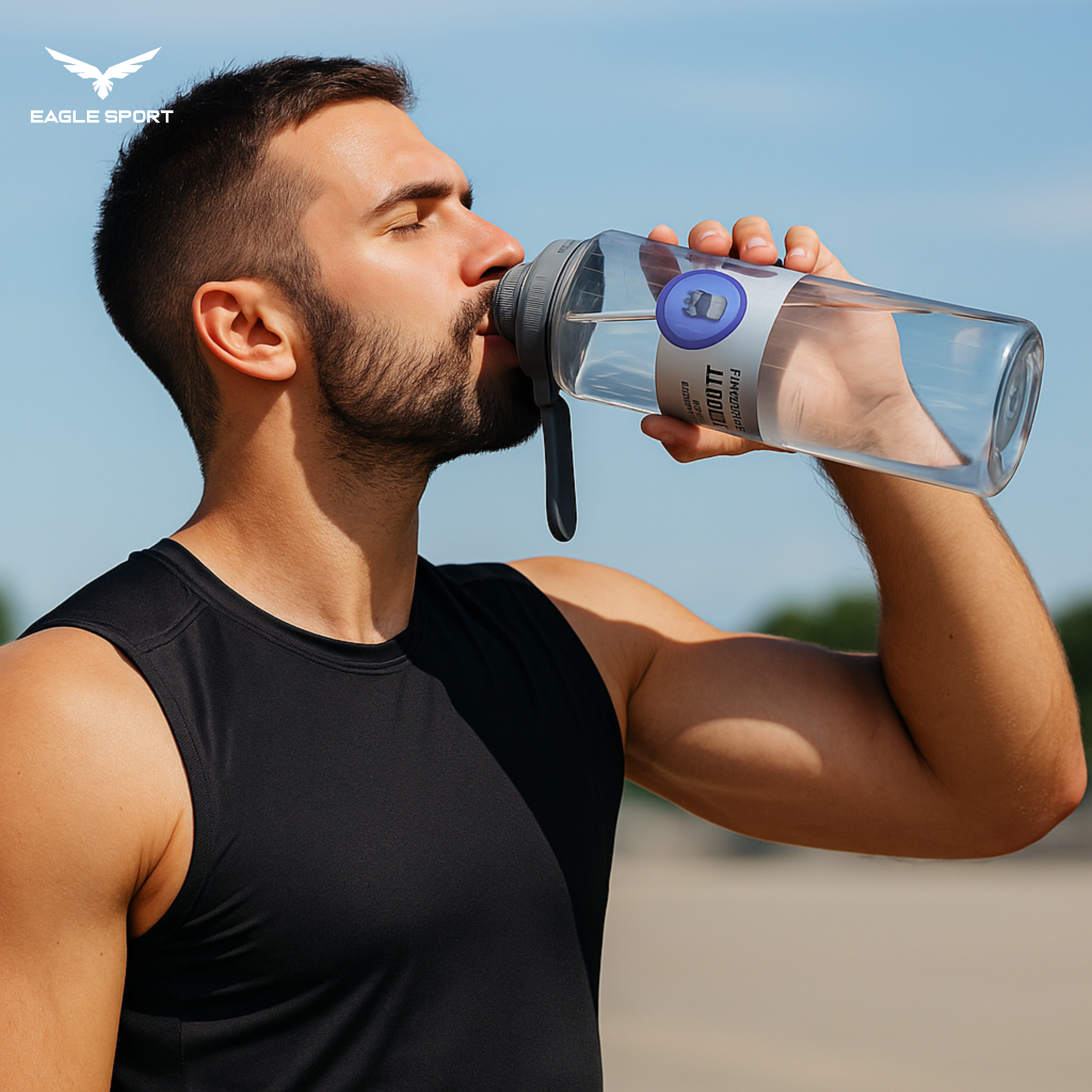 قنينة ماء رياضية شفافة – سعة 900 مل
Transparent Sports Water Bottle – 900ml