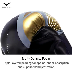 قفازات ملاكمة ماركة WOESAD – WSD احترافية للتدريب (أسود بلمسة ذهبية)
WOESAD – WSD Boxing Gloves (Black with Golden Touch) – Professional Training Gloves