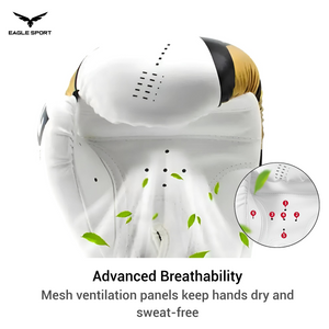 WOESAD – WSD Boxing Gloves (White with Golden Touch) – Professional Training Gloves
قفازات ملاكمة ماركة WOESAD – WSD احترافية للتدريب (أبيض بلمسة ذهبية)