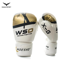 WOESAD – WSD Boxing Gloves (White with Golden Touch) – Professional Training Gloves
قفازات ملاكمة ماركة WOESAD – WSD احترافية للتدريب (أبيض بلمسة ذهبية)