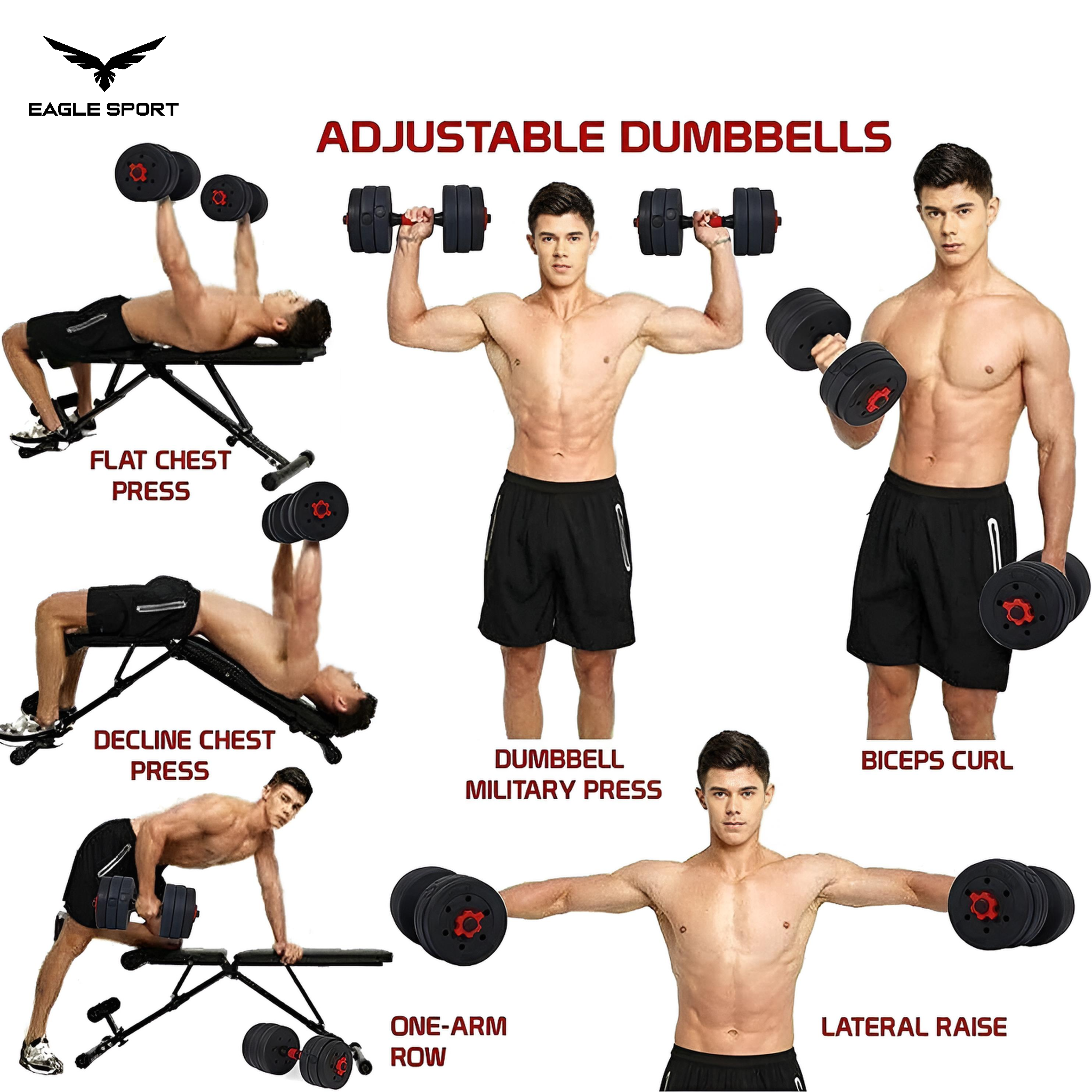 طقم دامبلز وبار قابل للتعديل – وزن إجمالي 20 كيلو
Adjustable Dumbbells & Bar Set – Total Weight 20 kg