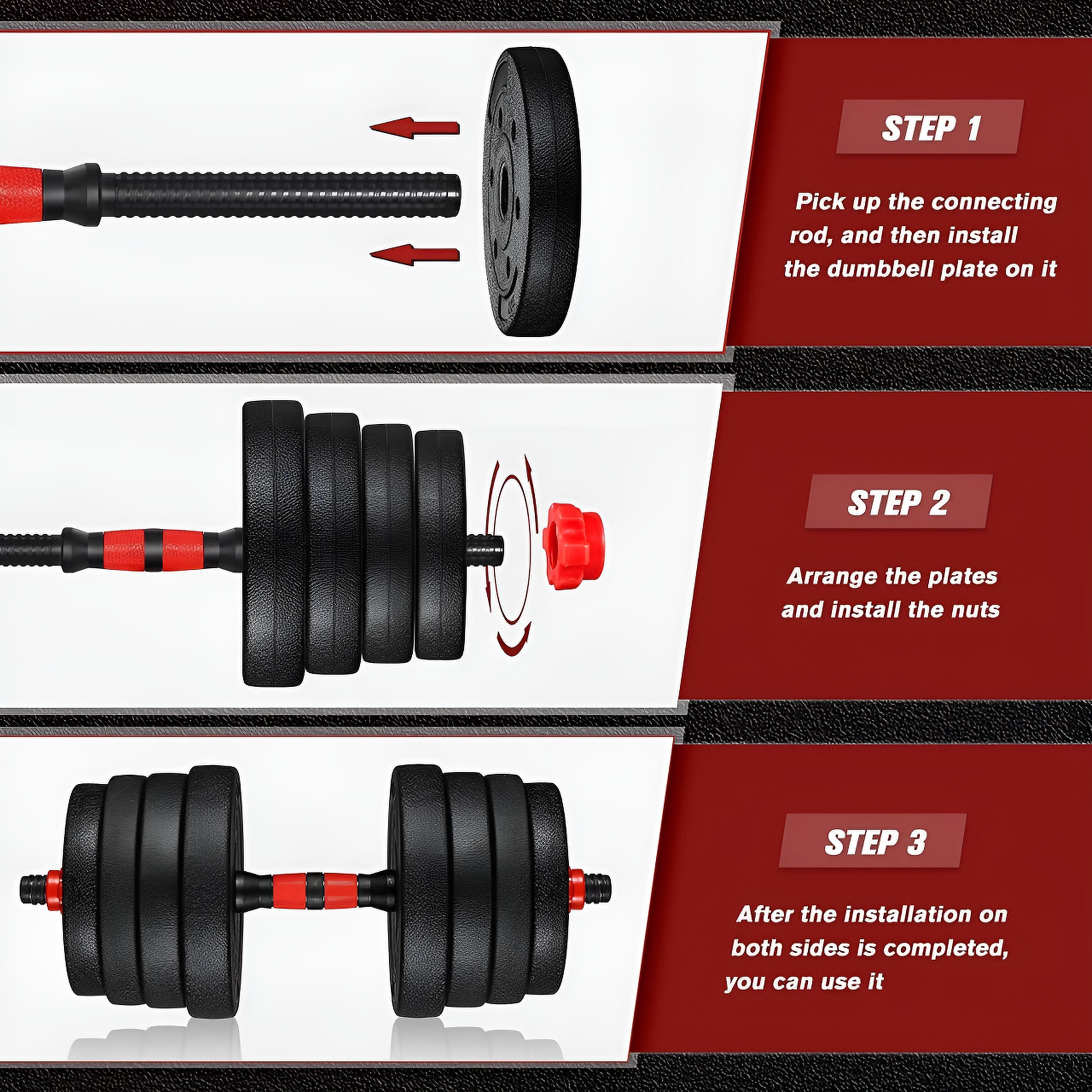 Adjustable Dumbbells & Barbell Set – Total Weight 30 KG
طقم دامبلز وبار قابل للتعديل – وزن إجمالي 30 كيلو