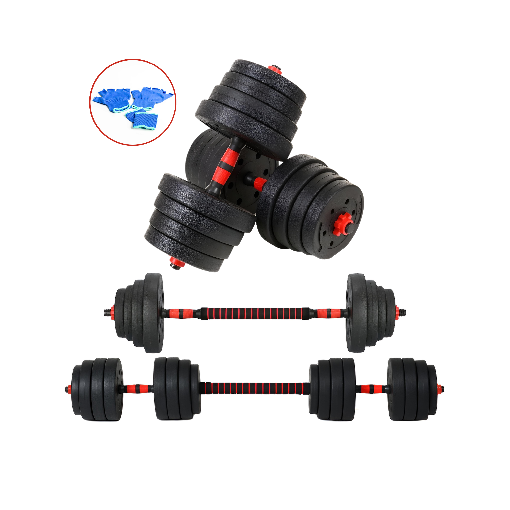 Adjustable Dumbbells & Barbell Set – Total Weight 30 KG
طقم دامبلز وبار قابل للتعديل – وزن إجمالي 30 كيلو