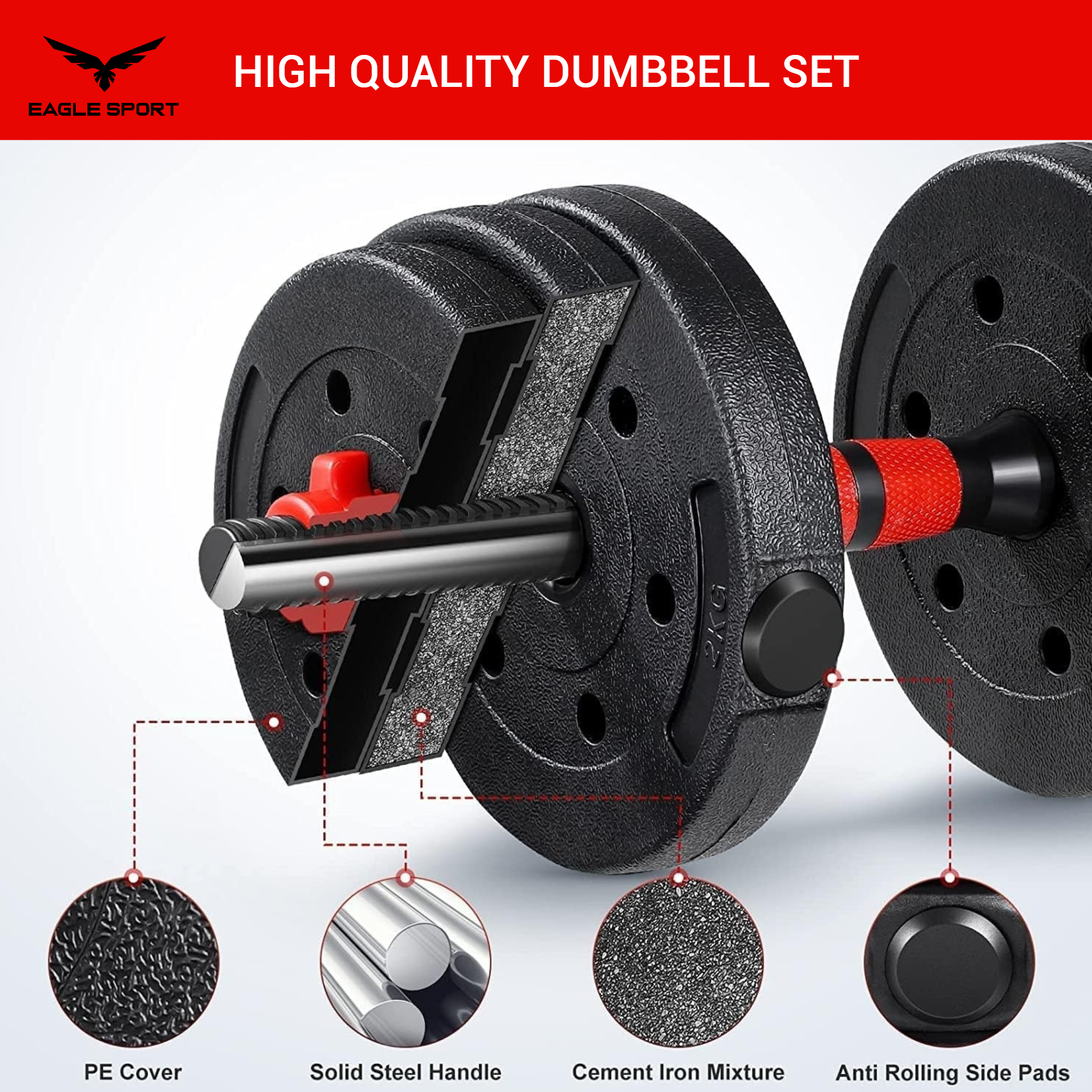 Adjustable Dumbbells & Barbell Set – Total Weight 30 KG
طقم دامبلز وبار قابل للتعديل – وزن إجمالي 30 كيلو