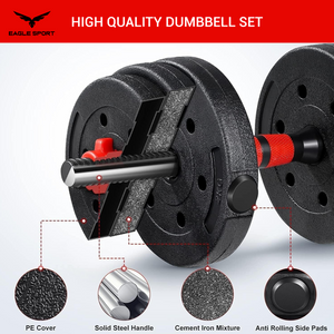 Adjustable Dumbbells & Barbell Set – Total Weight 30 KG
طقم دامبلز وبار قابل للتعديل – وزن إجمالي 30 كيلو
