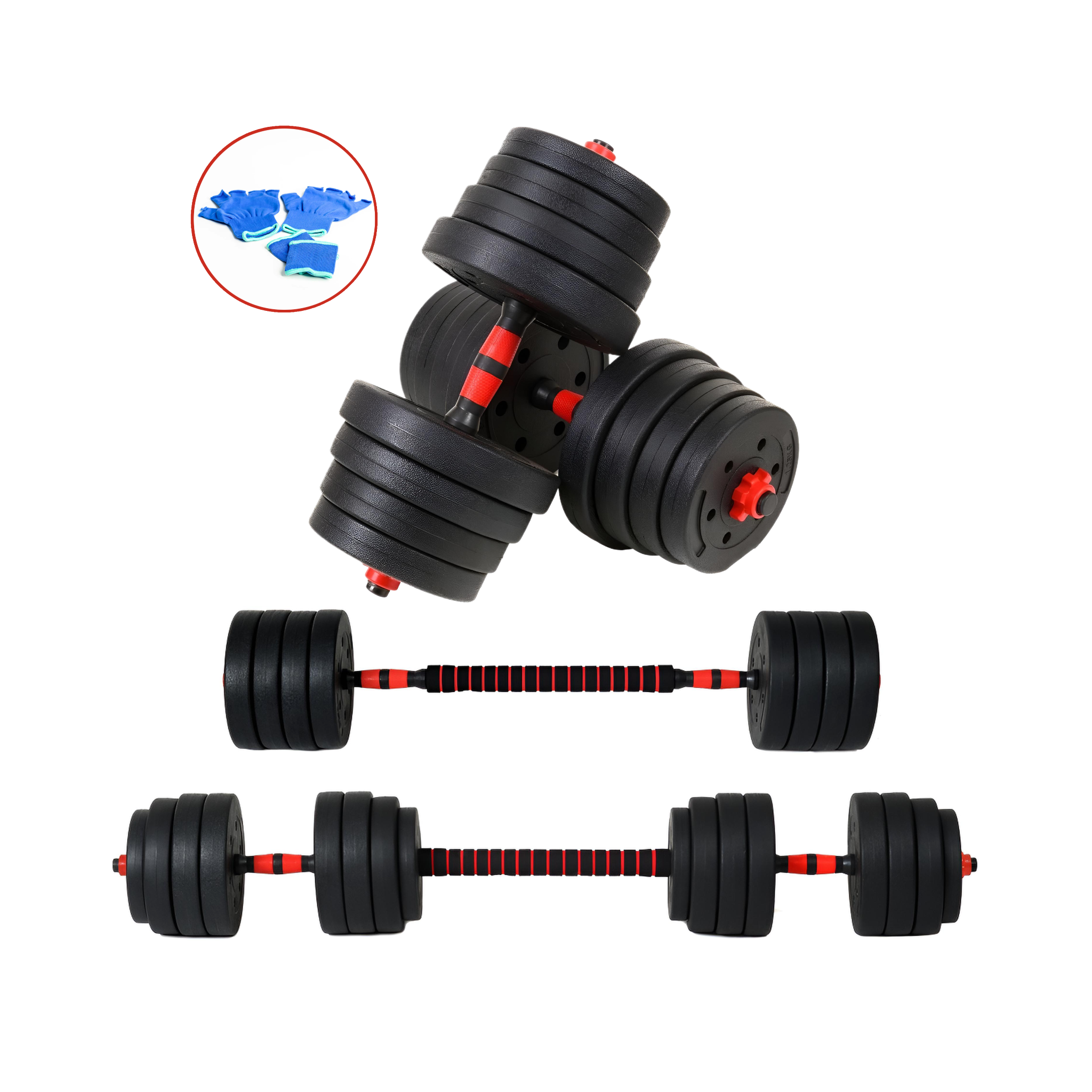 طقم دامبلز وبار قابل للتعديل – وزن إجمالي 40 كيلو
Adjustable Dumbbells & Barbell Set – Total Weight 40 KG