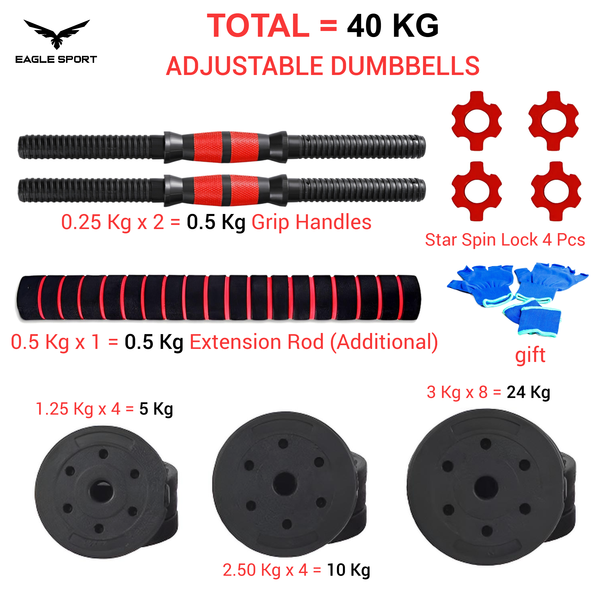 طقم دامبلز وبار قابل للتعديل – وزن إجمالي 40 كيلو
Adjustable Dumbbells & Barbell Set – Total Weight 40 KG