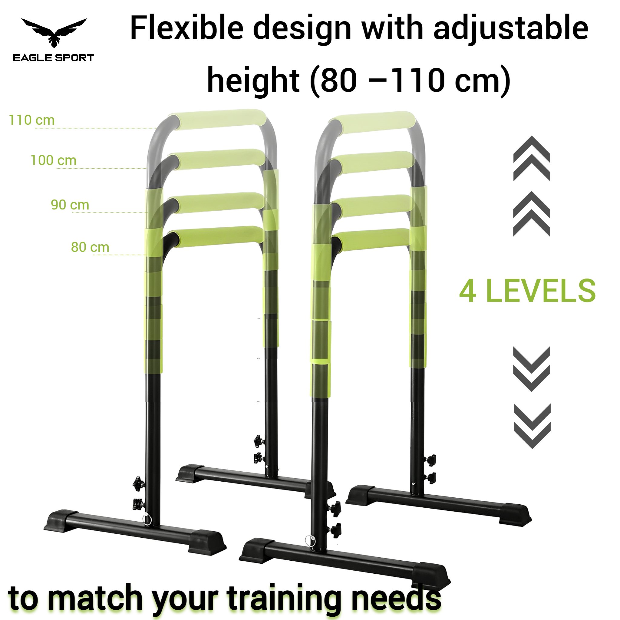 Adjustable Height Dip Bar
ستاند المتوازي – قابل لتعديل الارتفاع
