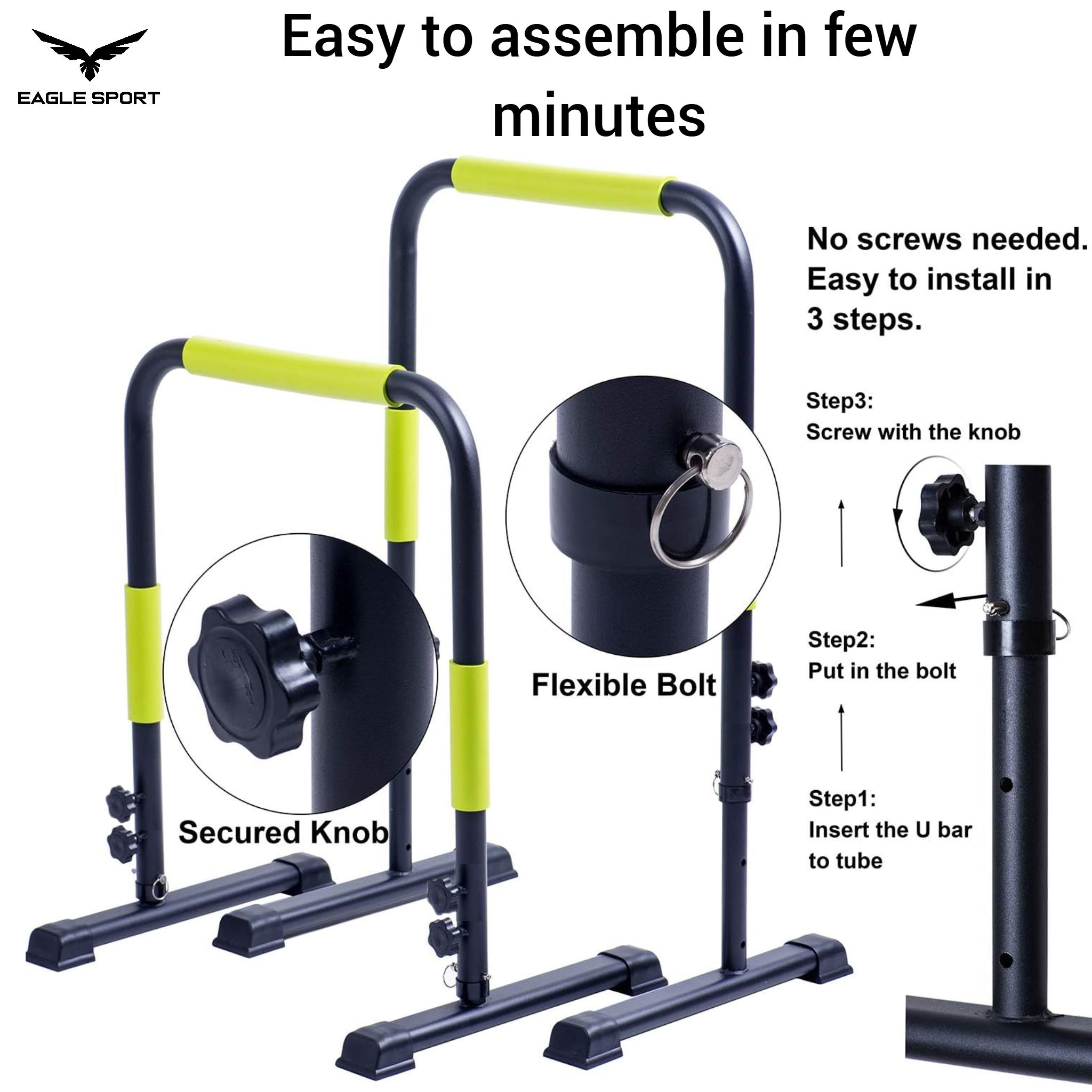 Adjustable Height Dip Bar
ستاند المتوازي – قابل لتعديل الارتفاع

