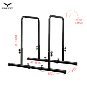 ستاند المتوازي الاحترافي مع وصلات – قابل لتعديل الارتفاع والعرض
Adjustable Height & Width Dip Station with Connectors