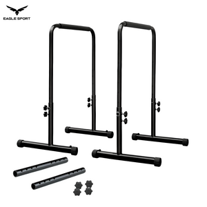 ستاند المتوازي الاحترافي مع وصلات – قابل لتعديل الارتفاع والعرض
Adjustable Height & Width Dip Station with Connectors