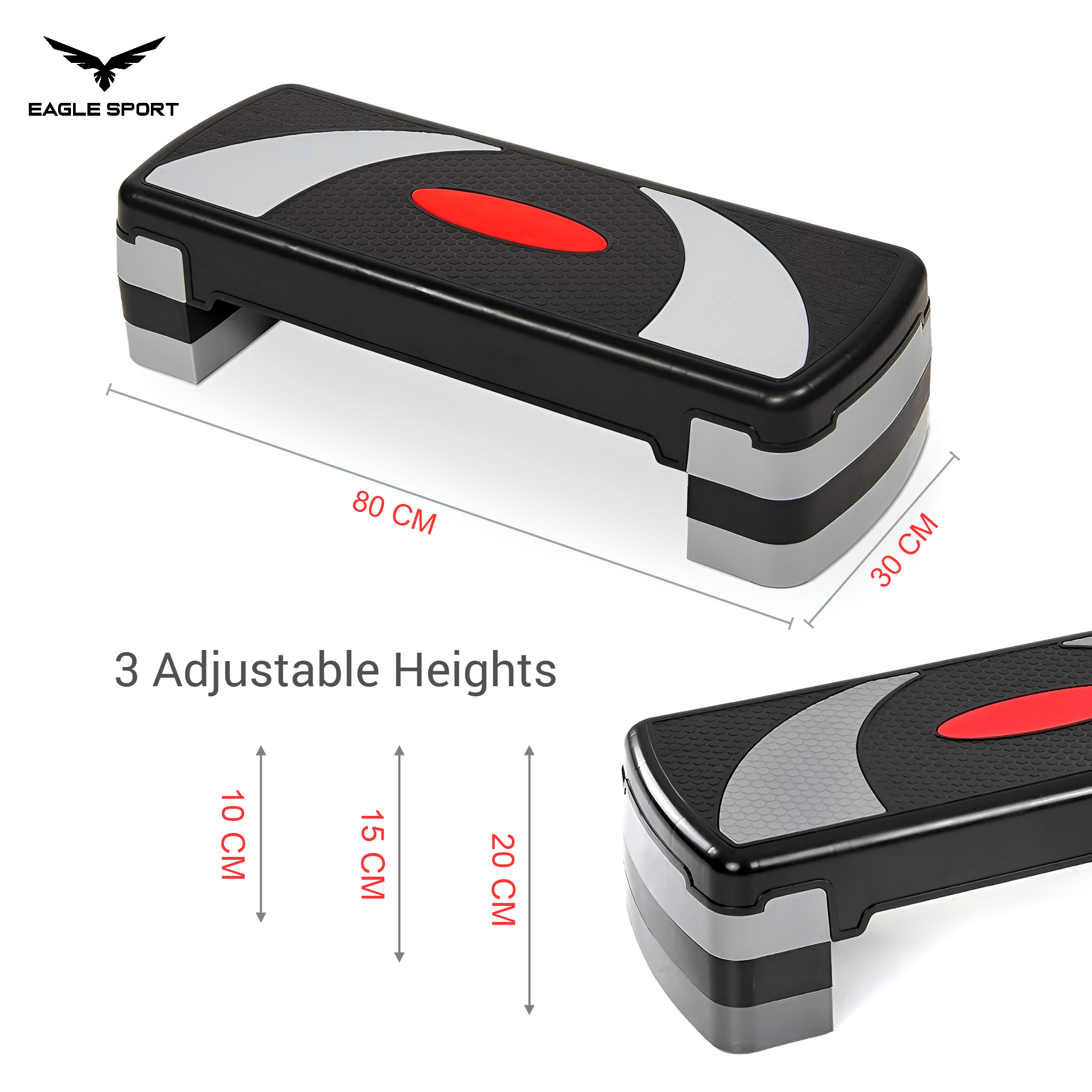 ستيب رياضي كبير الحجم قابل لتعديل الارتفاع – 3 مستويات
Aerobic Step Platform – Adjustable Fitness Stepper (Large Size)