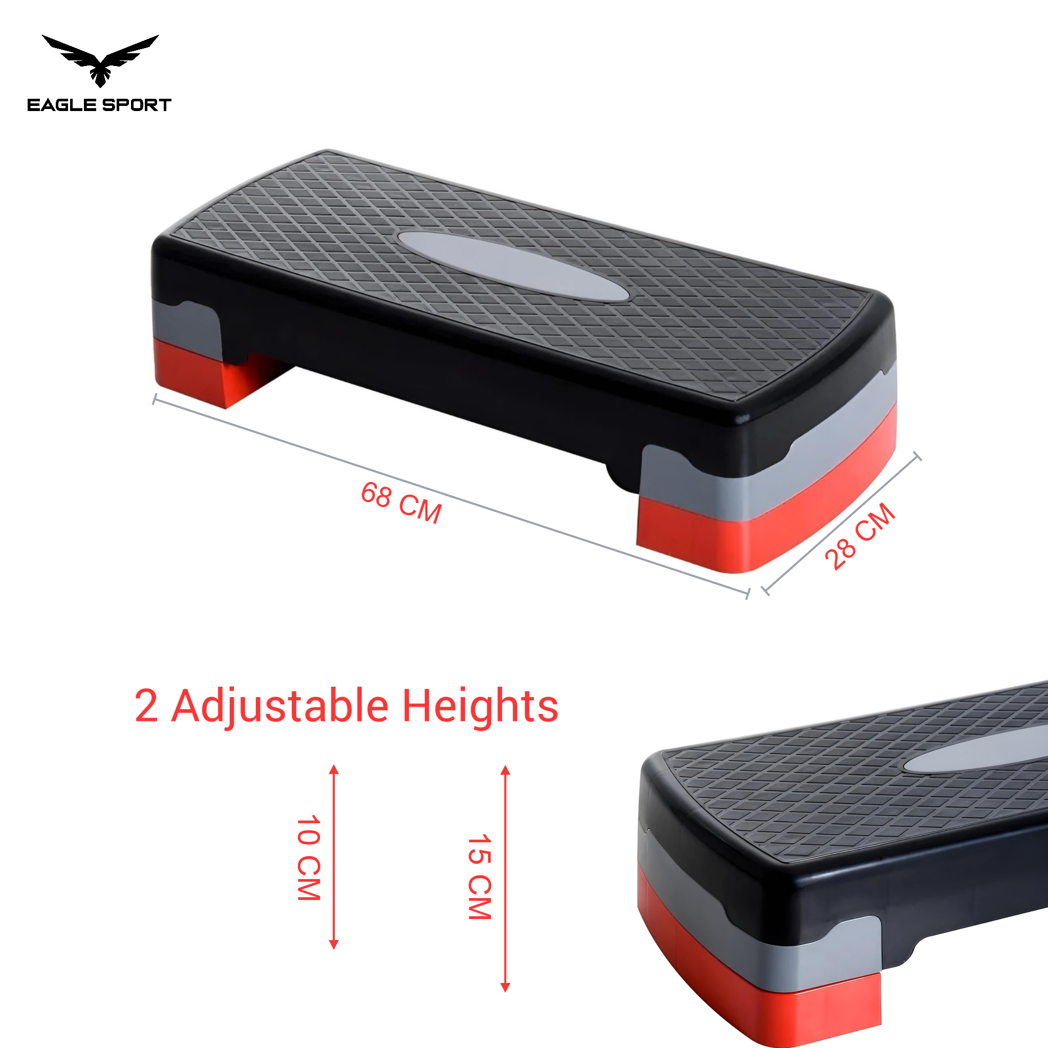 ستيب رياضي متوسط الحجم قابل لتعديل الارتفاع
Aerobic Step Platform – Adjustable Fitness Stepper (Medium Size)