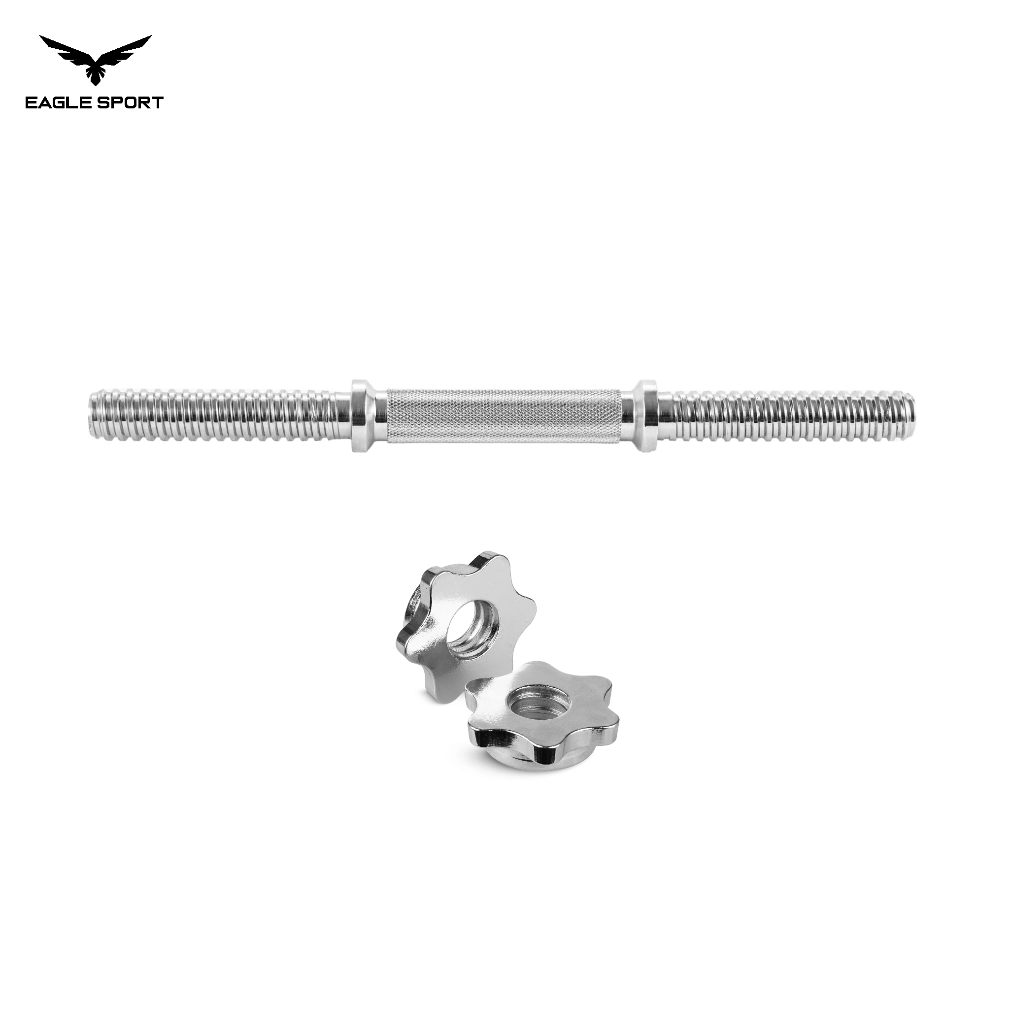 بار دمبل كروم 35 سم مع قفل تثبيت (قطعة واحدة)
Chrome Dumbbell Bar 35 cm with Spin Lock Collar (Single Piece)