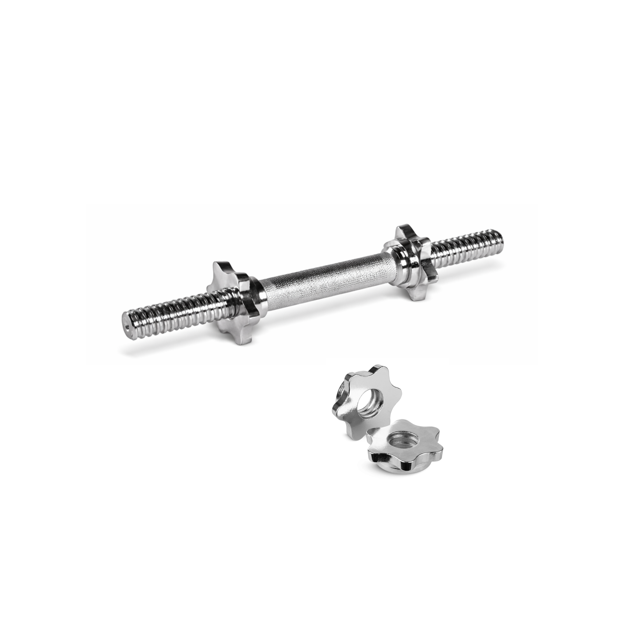 بار دمبل كروم 35 سم مع قفل تثبيت (قطعة واحدة)
Chrome Dumbbell Bar 35 cm with Spin Lock Collar (Single Piece)