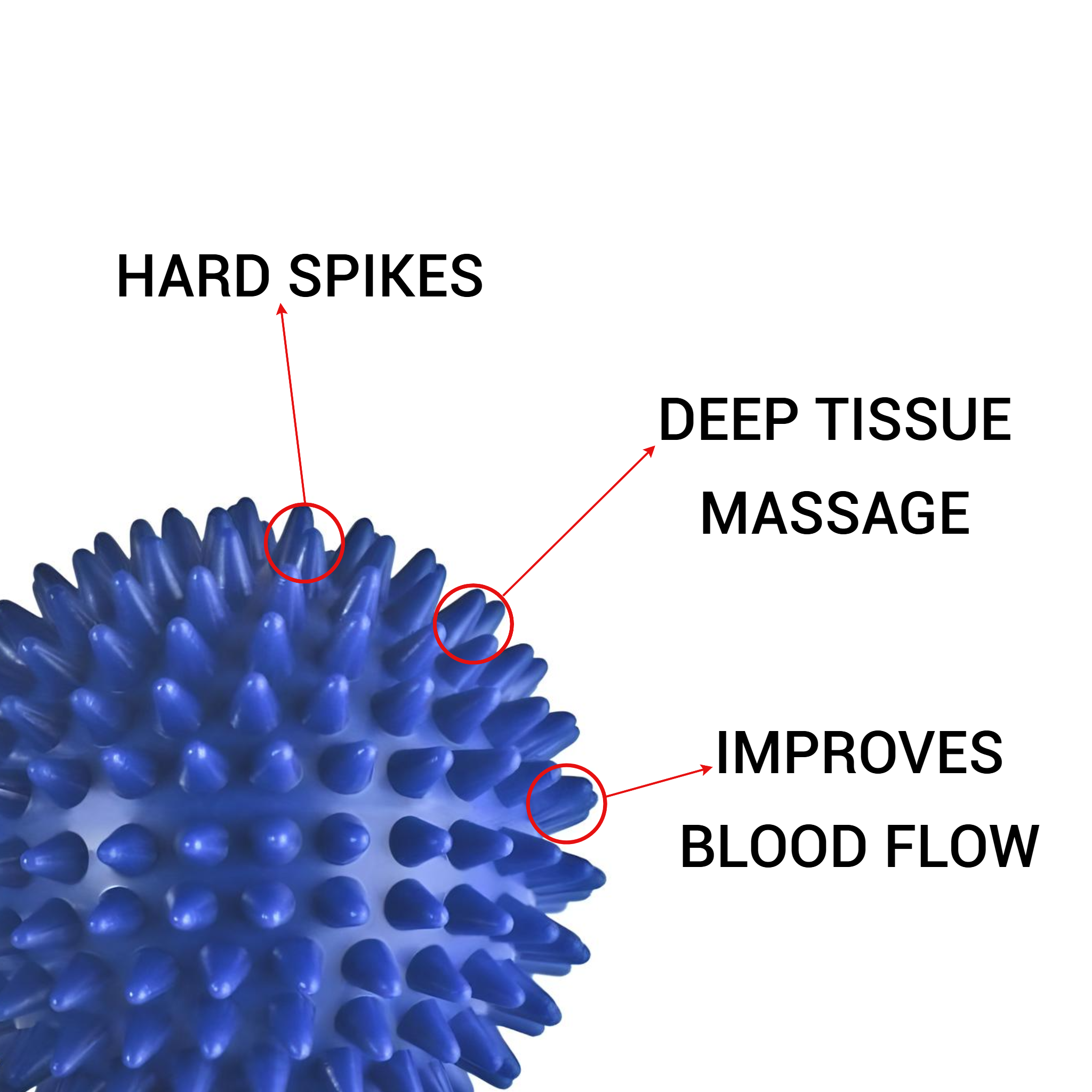 كرة تدليك قوية بتصميم نقطي محفّز – مقاس 6.5 سم
 Deep Tissue Massage Ball – 6.5cm Size