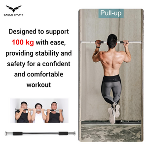 عقلة باب أو بين جدارين (بار عقلة) – قابلة لتعديل الطول من 61 إلى 100 سم – بجودة عالية
Doorway or Wall Pull-Up Bar – Adjustable Length 61 to 100 cm – High Quality