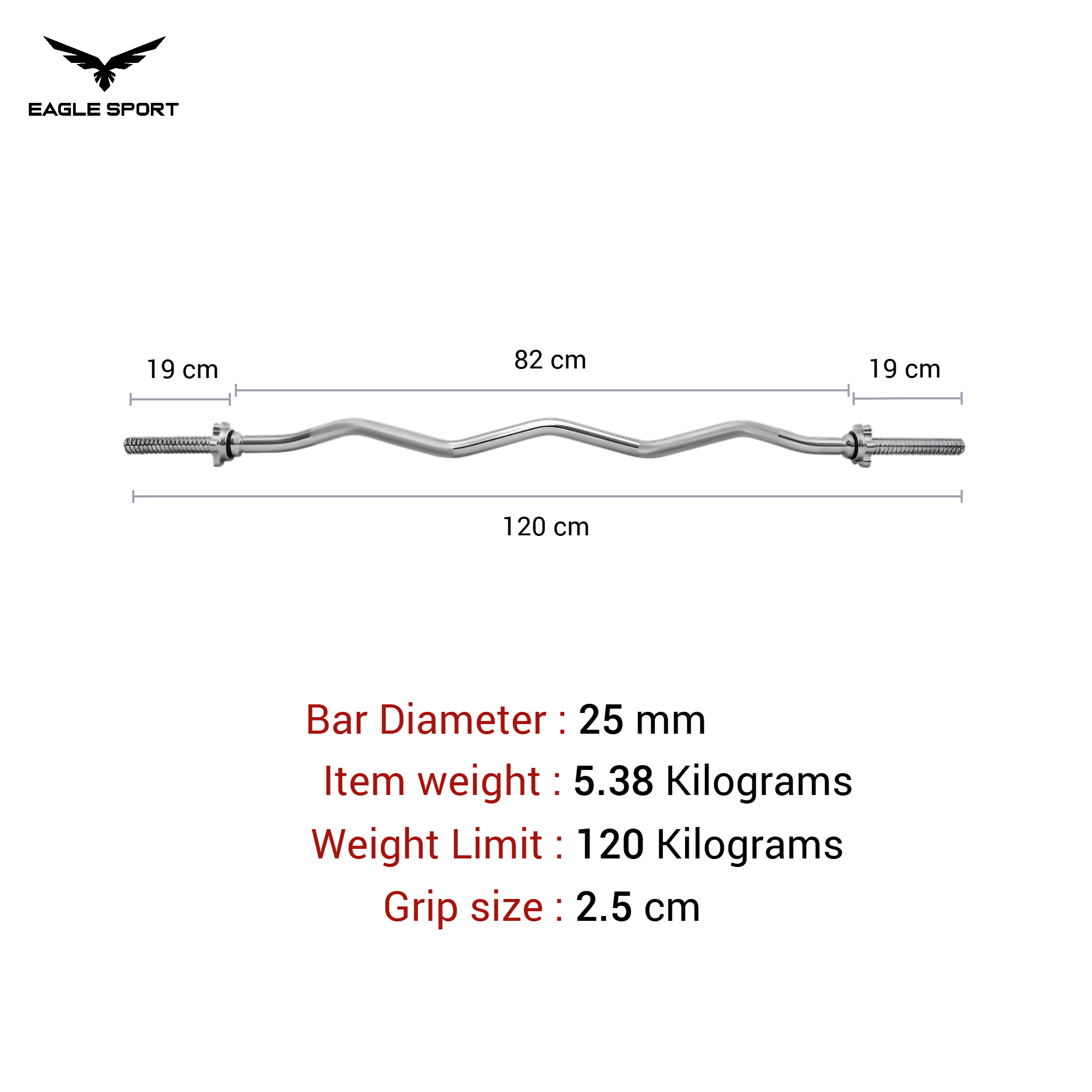 EZ Curl Barbell 120cm Chrome with Spin Lock Collars – Multiple Grips & Better Control
بار متعرّج (بار أعوج) كروم بطول 120 سم مع أقفال تثبيت – قبضات متعددة وتحكم أفضل
