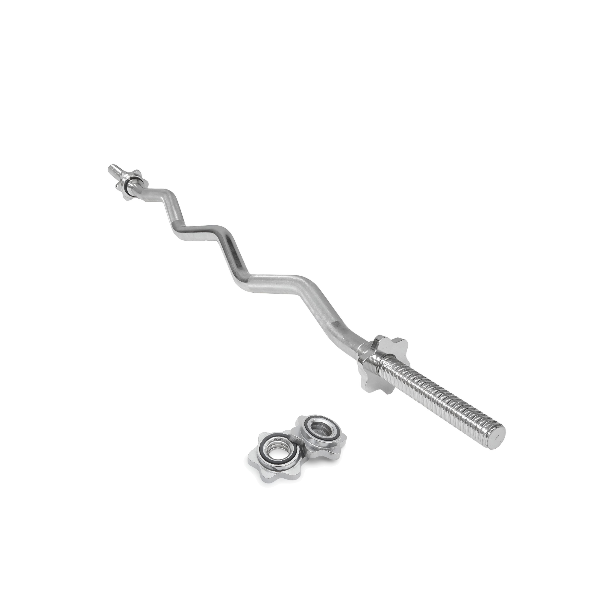 EZ Curl Barbell 120cm Chrome with Spin Lock Collars – Multiple Grips & Better Control
بار متعرّج (بار أعوج) كروم بطول 120 سم مع أقفال تثبيت – قبضات متعددة وتحكم أفضل
