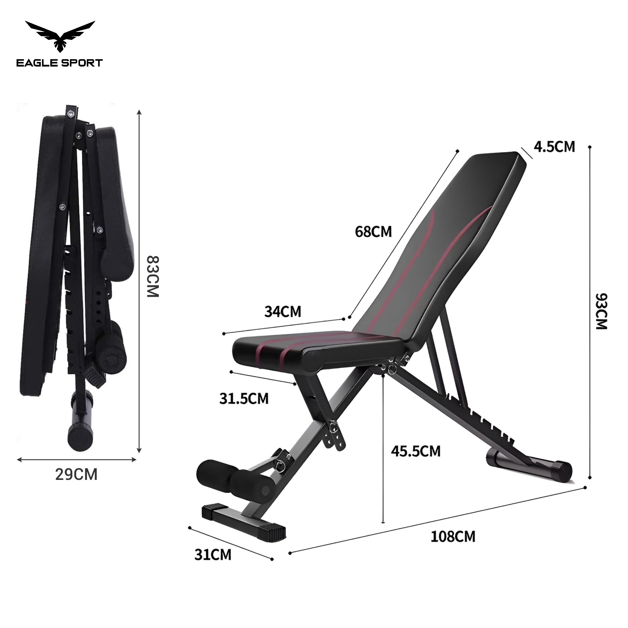بنش تمارين منزلي متعدد الوضعيات قابل للطي وتحمّل حتى 180 كغ
Foldable Adjustable Home Workout Bench – Supports Up to 180 kg
