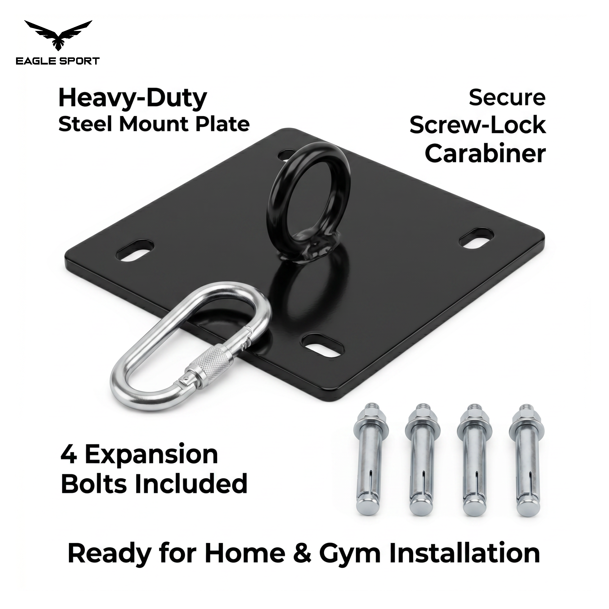 قاعدة تعليق كيس الملاكمة السقفية Heavy Duty – مع كارابين وبراغي تثبيت
Heavy-Duty Ceiling Mount for Punching Bag – With Carabiner & Expansion Bolts