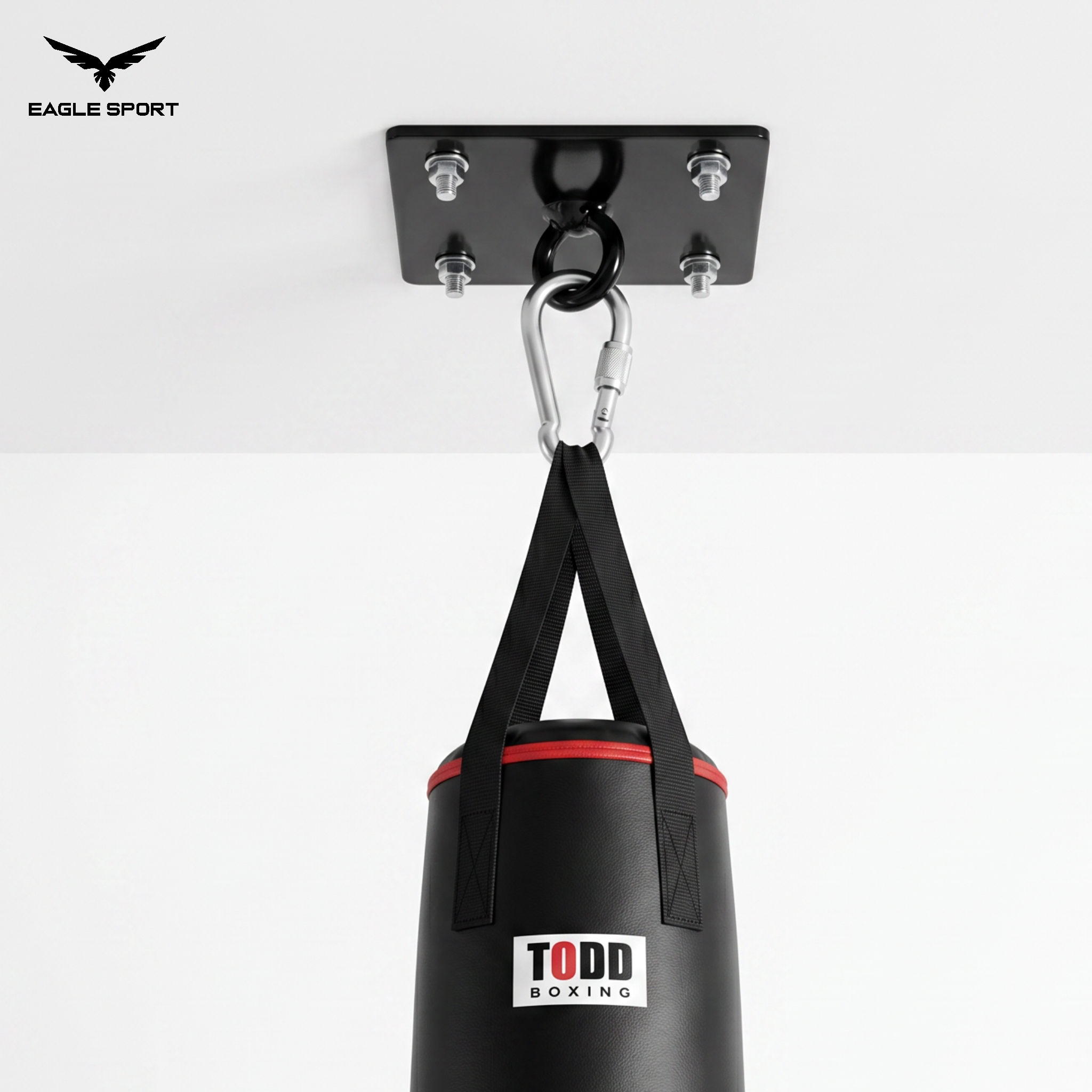 قاعدة تعليق كيس الملاكمة السقفية Heavy Duty – مع كارابين وبراغي تثبيت
Heavy-Duty Ceiling Mount for Punching Bag – With Carabiner & Expansion Bolts