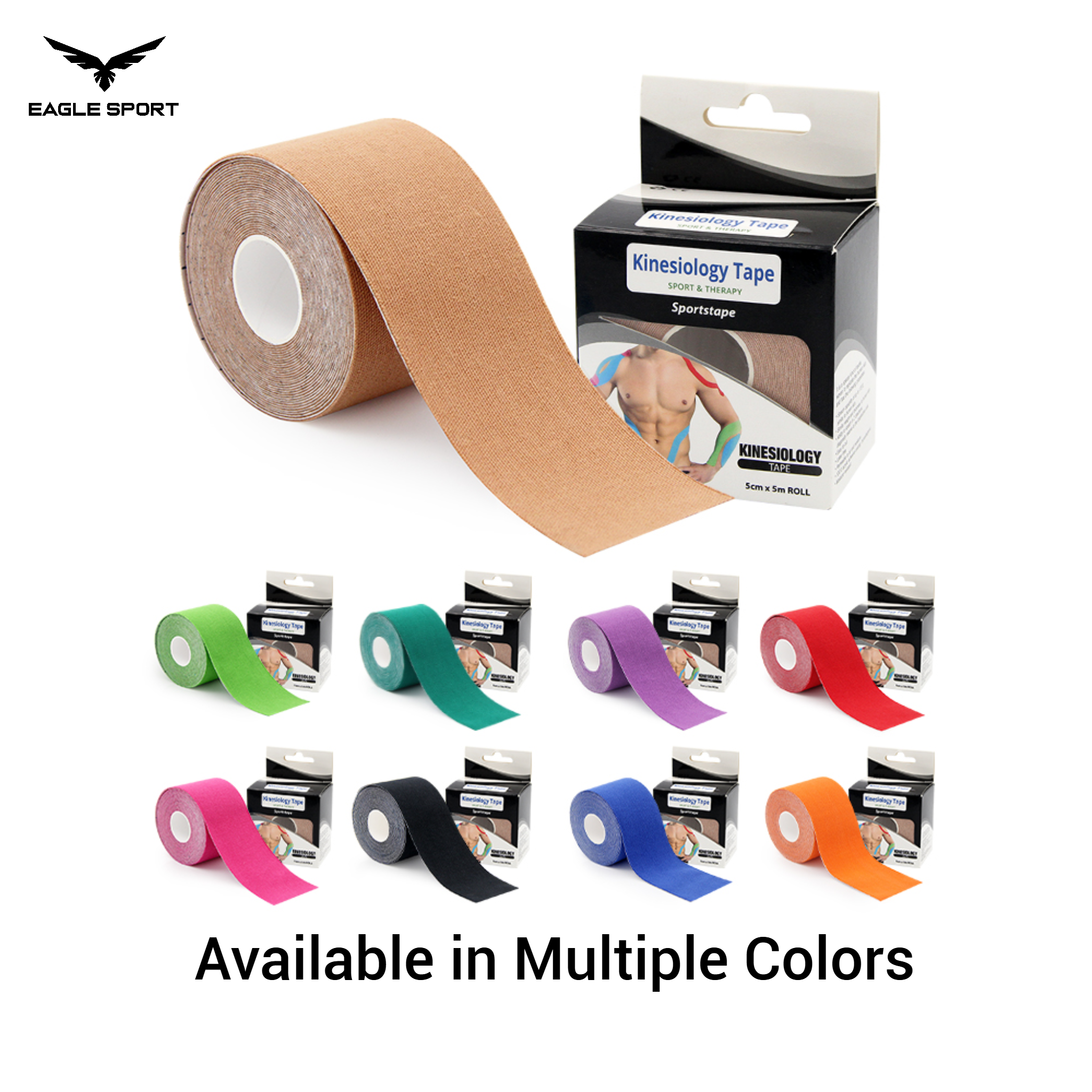Kinesiology Sports Tape – Flexible Water-Resistant Support Tape 5cm × 5m
شريط كينيسيولوجي علاجي رياضي مرن مقاوم للماء – 5 سم × 5 متر