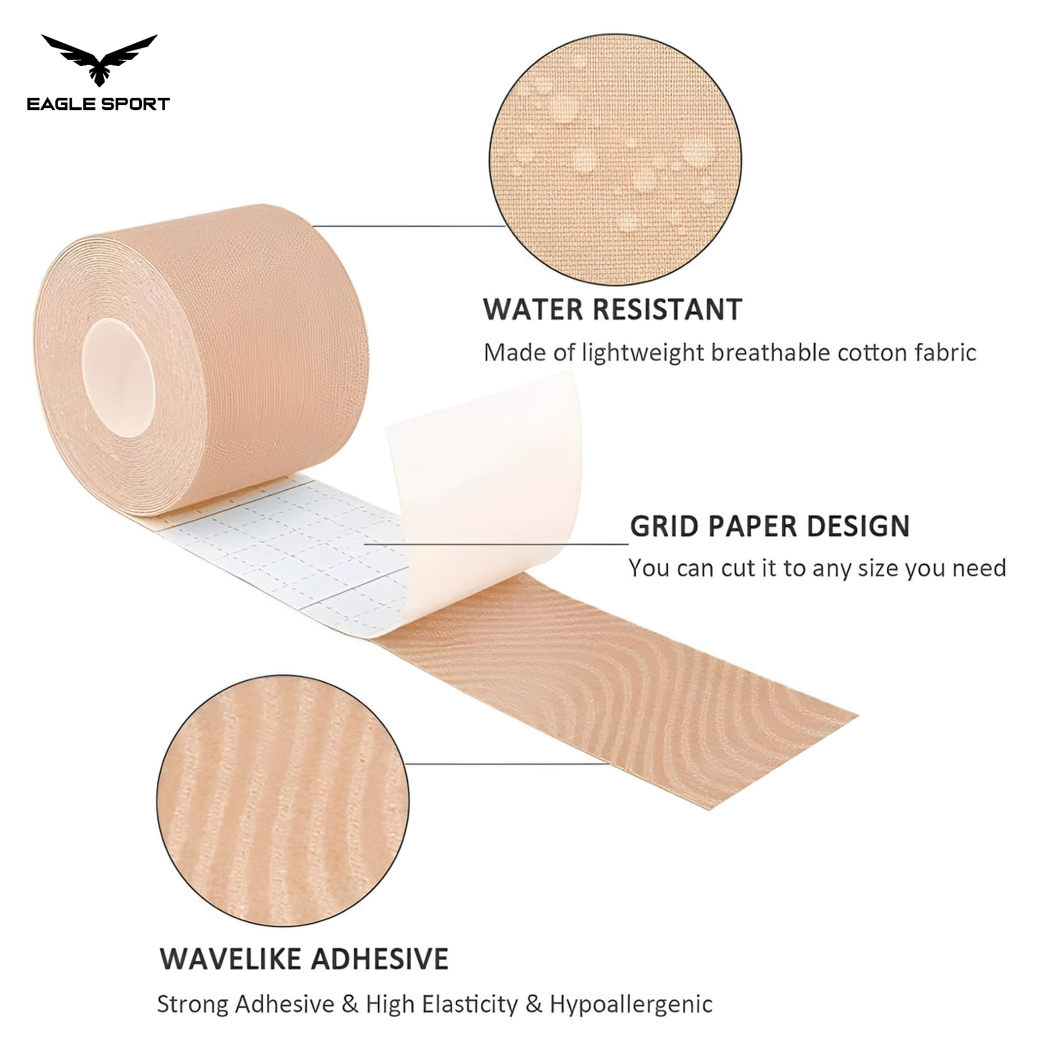 Kinesiology Sports Tape – Flexible Water-Resistant Support Tape 5cm × 5m
شريط كينيسيولوجي علاجي رياضي مرن مقاوم للماء – 5 سم × 5 متر