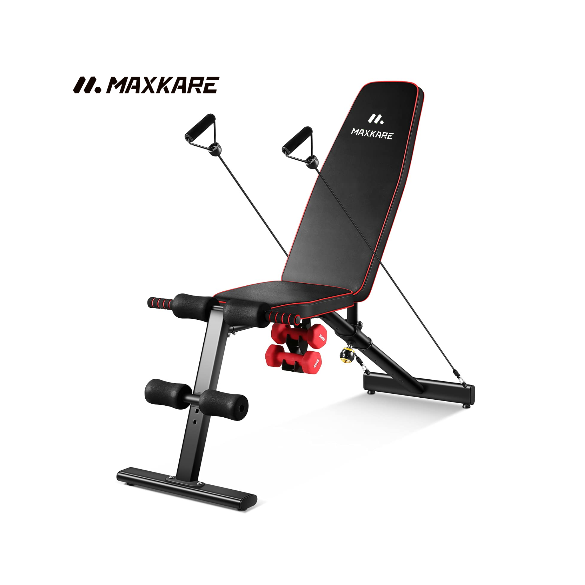 بنش تمارين احترافي متعدد الوضعيات مع حبال مقاومة ودامبلز – تحمّل حتى 360 كيلو | MAXKARE
MAXKARE Professional Adjustable Workout Bench with Dumbbells & Resistance Bands
