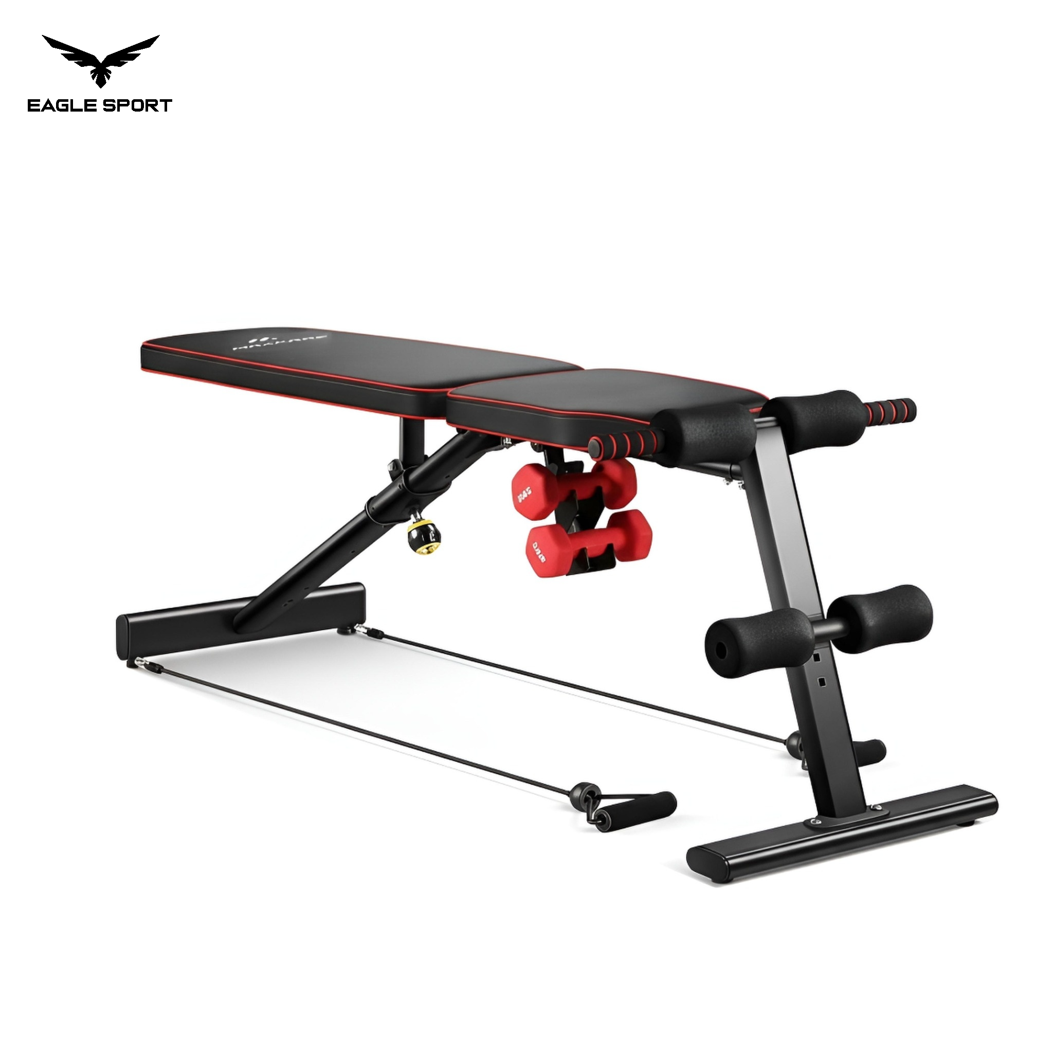 بنش تمارين احترافي متعدد الوضعيات مع حبال مقاومة ودامبلز – تحمّل حتى 360 كيلو | MAXKARE
MAXKARE Professional Adjustable Workout Bench with Dumbbells & Resistance Bands
