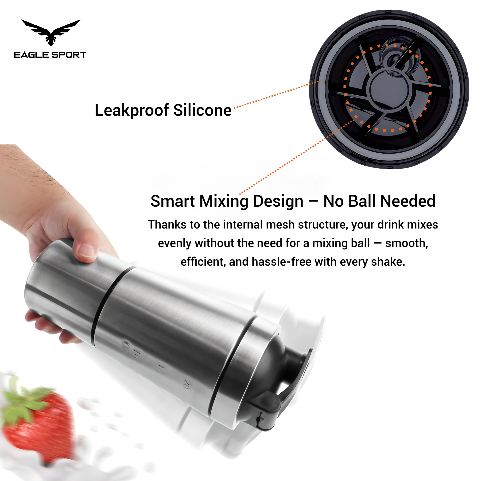 شيكر احترافي ستانلس ستيل – سعة 591 مل + حافظة 200 مل
Pro Stainless Steel Shaker – 591ml + 200ml Storage