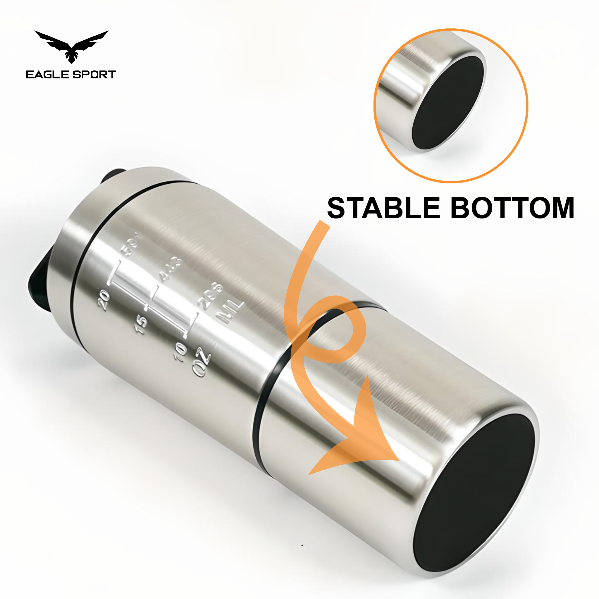 شيكر احترافي ستانلس ستيل – سعة 591 مل + حافظة 200 مل
Pro Stainless Steel Shaker – 591ml + 200ml Storage