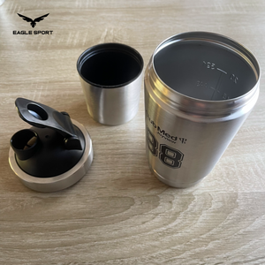شيكر احترافي ستانلس ستيل – سعة 591 مل + حافظة 200 مل
Pro Stainless Steel Shaker – 591ml + 200ml Storage