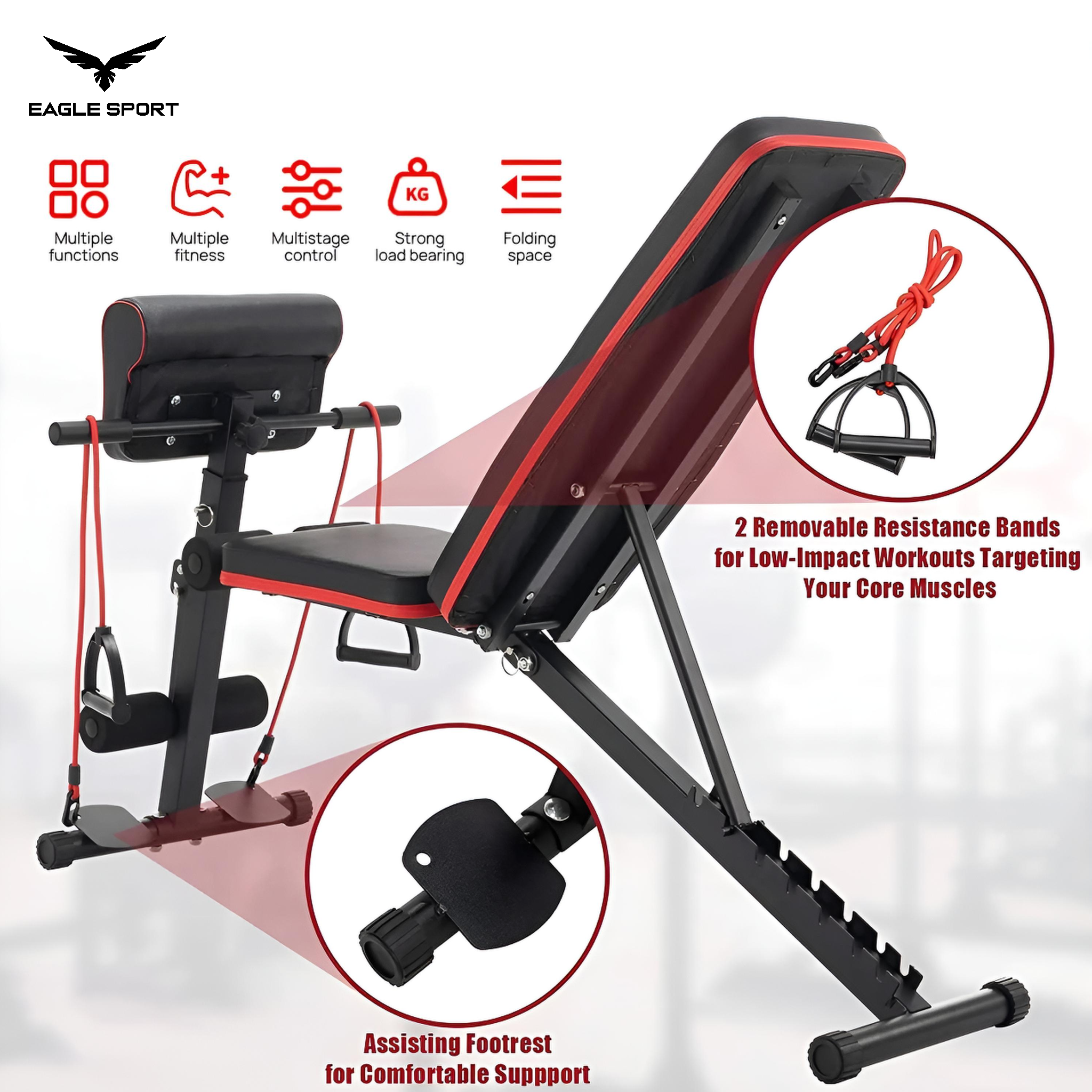 Professional Adjustable Multi-Function Workout Bench with Resistance Bands – Supports up to 200 kg
بنش تمارين احترافي متعدد الوظائف قابل للتعديل مع حبال مقاومة – تحمّل حتى 200 كيلو