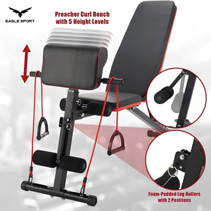 Professional Adjustable Multi-Function Workout Bench with Resistance Bands – Supports up to 200 kg
بنش تمارين احترافي متعدد الوظائف قابل للتعديل مع حبال مقاومة – تحمّل حتى 200 كيلو