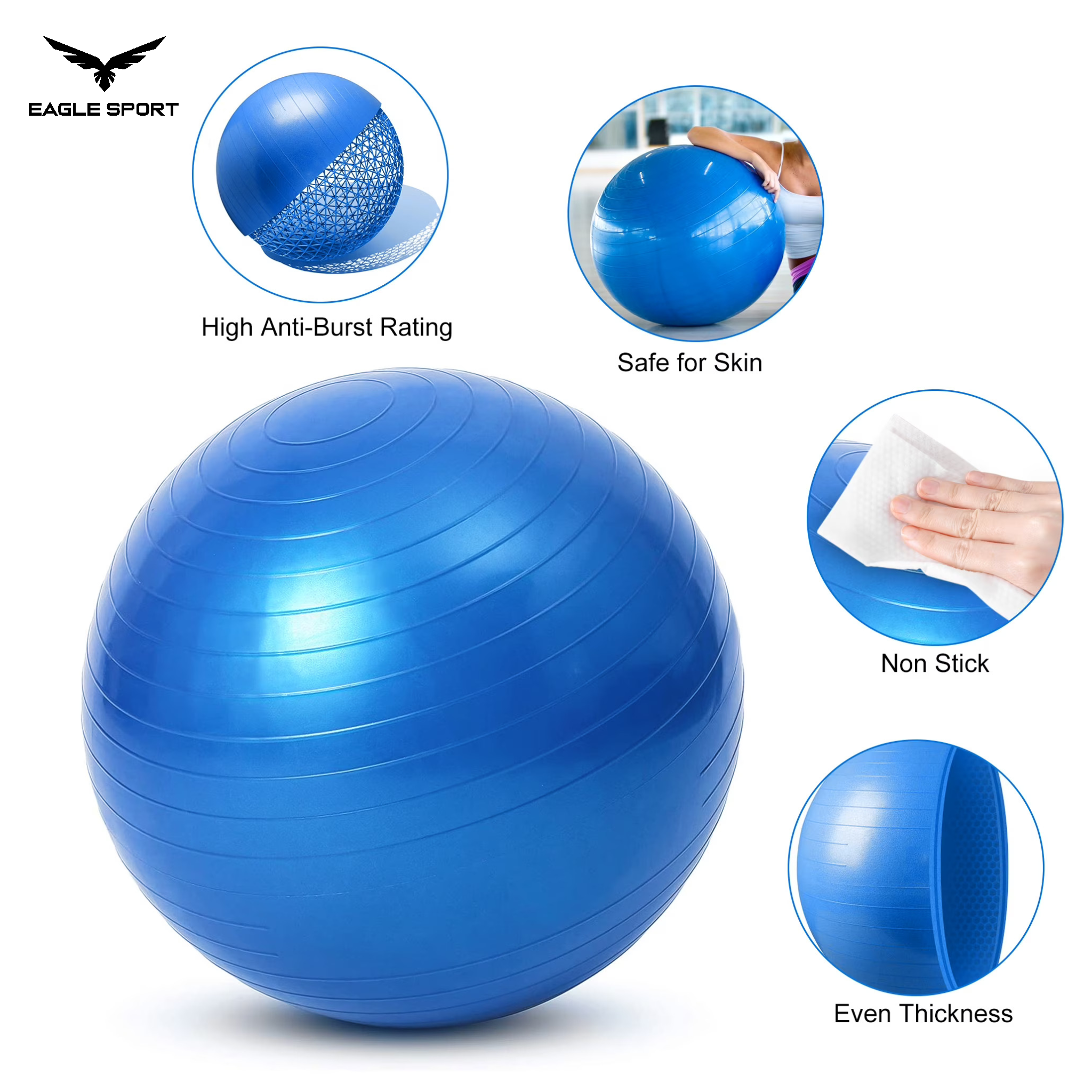 Professional Exercise & Yoga Ball with Pump – 75CM
كرة جيم ويوغا احترافية مع منفاخ – 75 سم