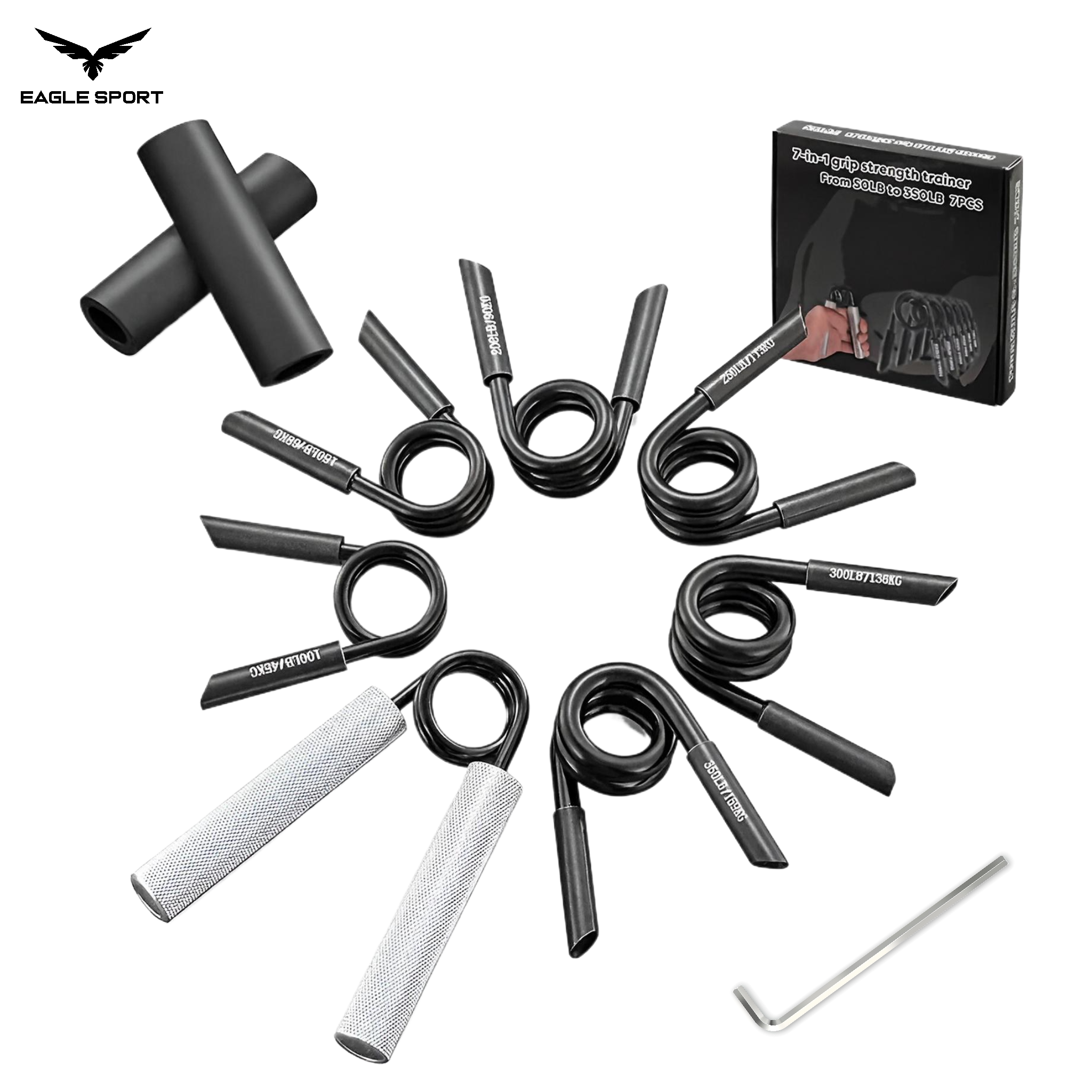 مقبض يد ستيل (هاند جريب) احترافي – 7 مستويات مقاومة (من 50 باوند حتى 350 باوند)
Professional Steel Hand Grip – 7 Resistance Levels (50LB to 350LB)