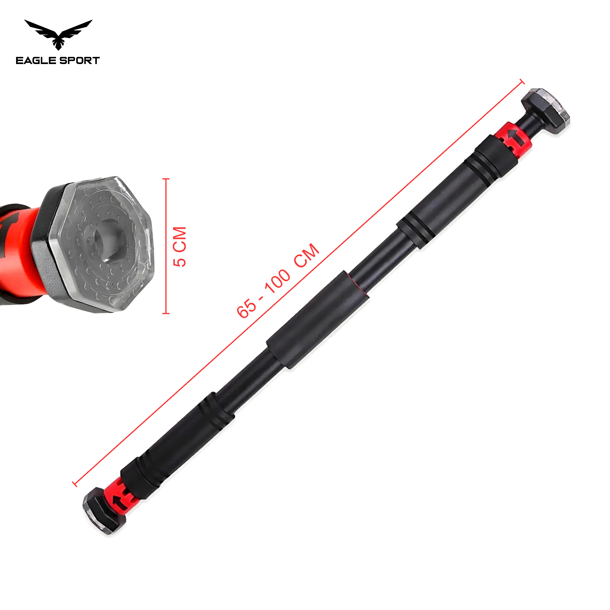 بار عقلة (Pull-Up Bar) – قابل للتعديل 65 إلى 100 سم – تثبيت آمن بدون حفر (لا يحتاج مسامير أو براغي)
Pull-Up Bar – Adjustable 65 to 100 cm – Secure Installation Without Drilling (No Screws or Bolts Required)
