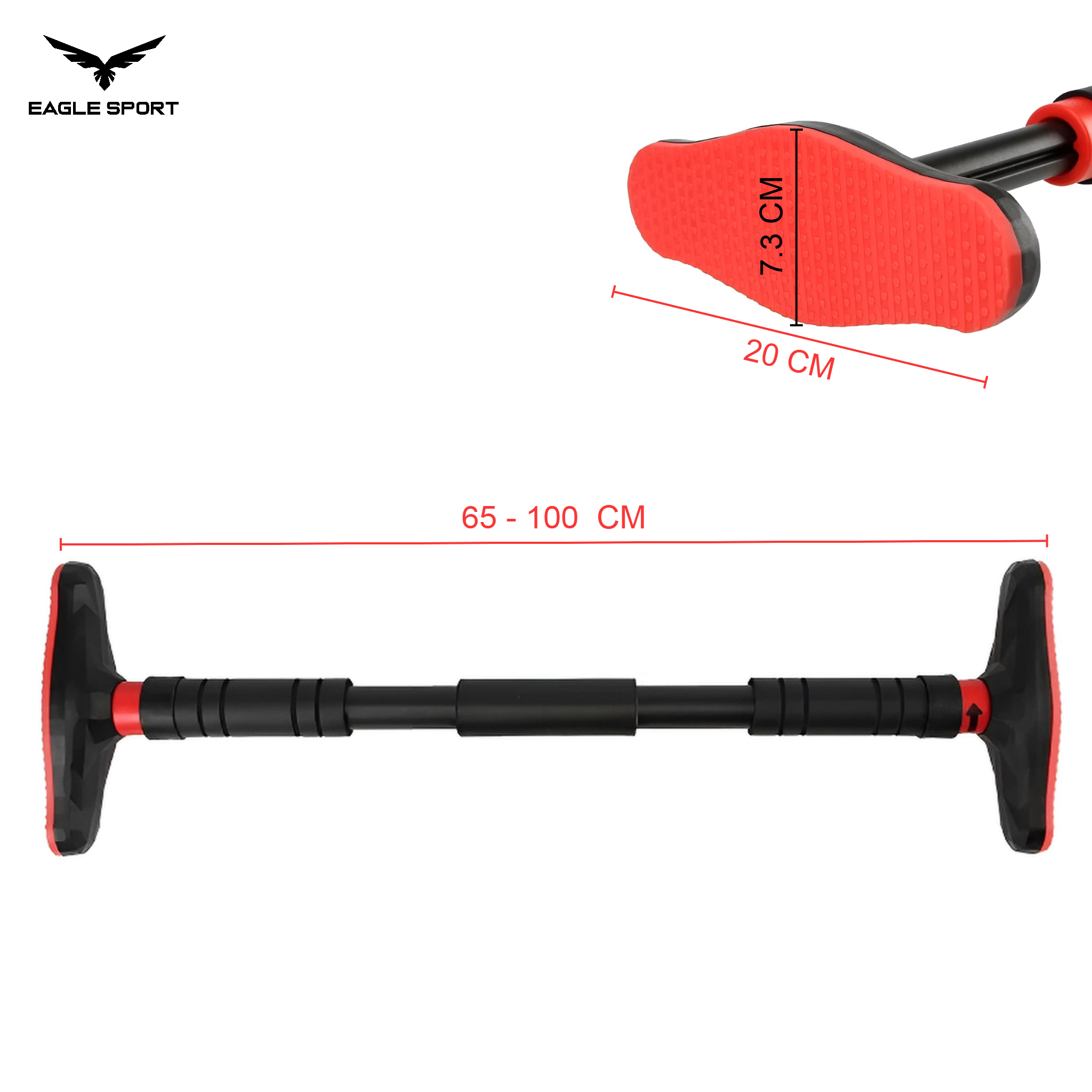بار عقلة (Pull-Up Bar) – قابل للتعديل 65 إلى 100 سم – تثبيت آمن بدون حفر (لا يحتاج مسامير أو براغي) – بقواعد عريضة
Pull-Up Bar – Adjustable 65 to 100 cm – Secure Installation Without Drilling (No Screws or Bolts Required) – Wide Base Pads