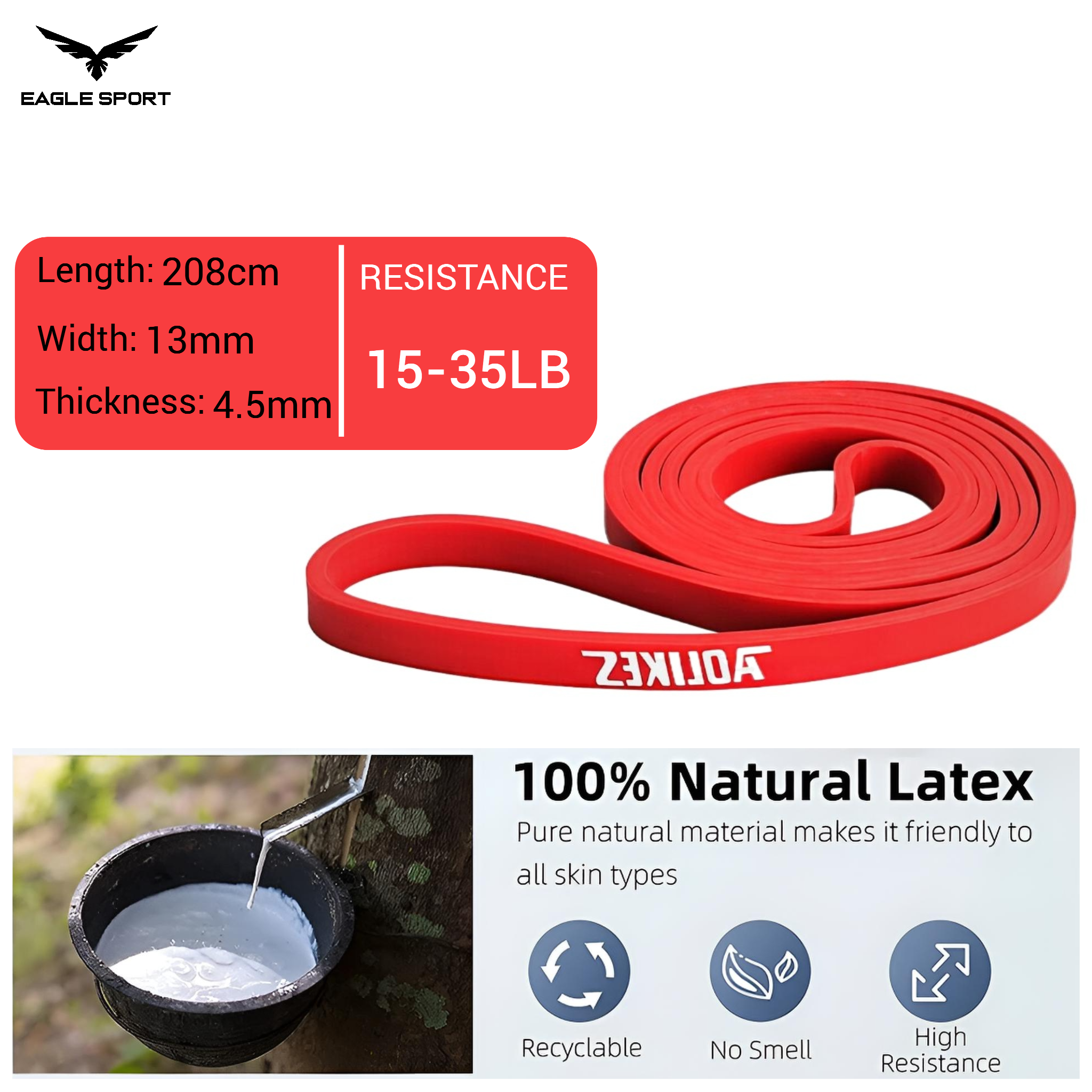 Resistance Loop Band – Red (AOLIKES Brand) – Below Medium Resistance
شريط مقاومة مطاطي دائري احترافي – أحمر (براند AOLIKES) – قوة تحت المتوسطة