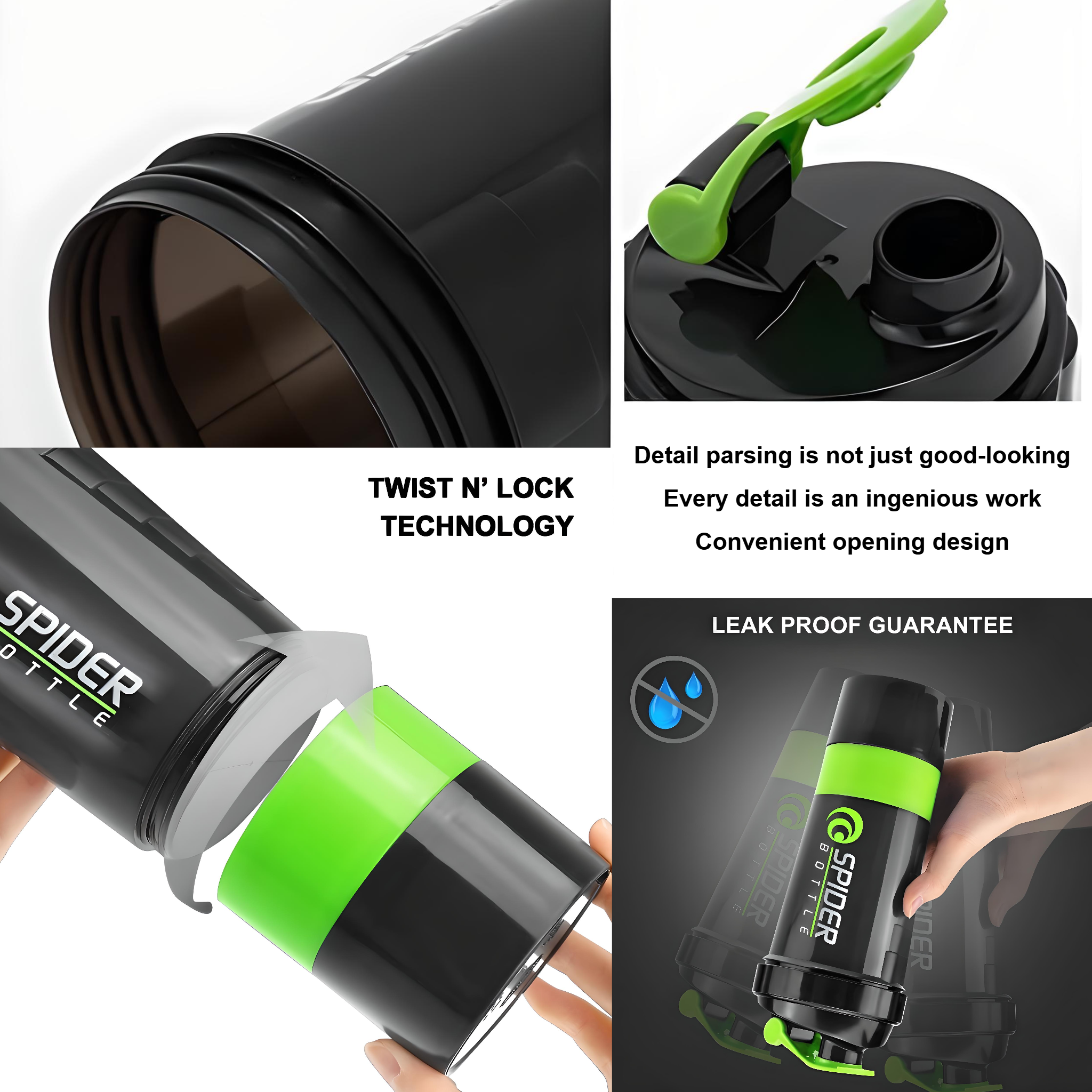 شيكر SPIDER BOTTLE – سعة 500 مل
 SPIDER BOTTLE Shaker – 500ml Capacity
