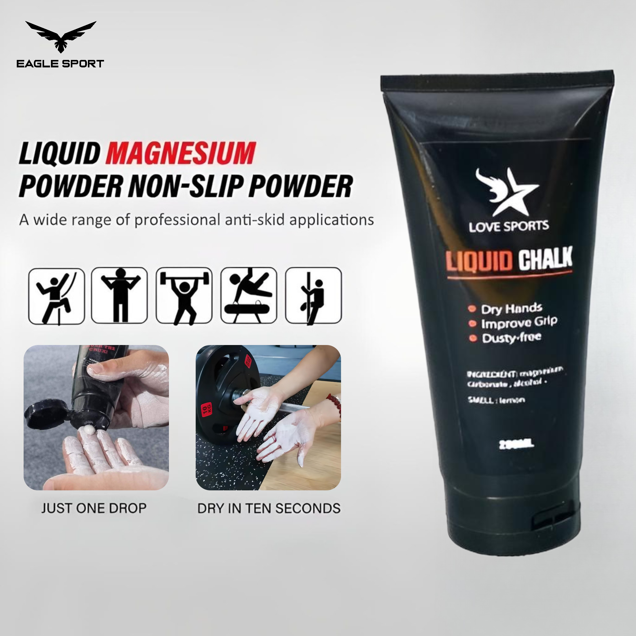 طباشير سائل رياضي برائحة الليمون من كربونات المغنيسيوم – 200 مل
Liquid Chalk with Lemon Scent – Magnesium Carbonate – 200ml
