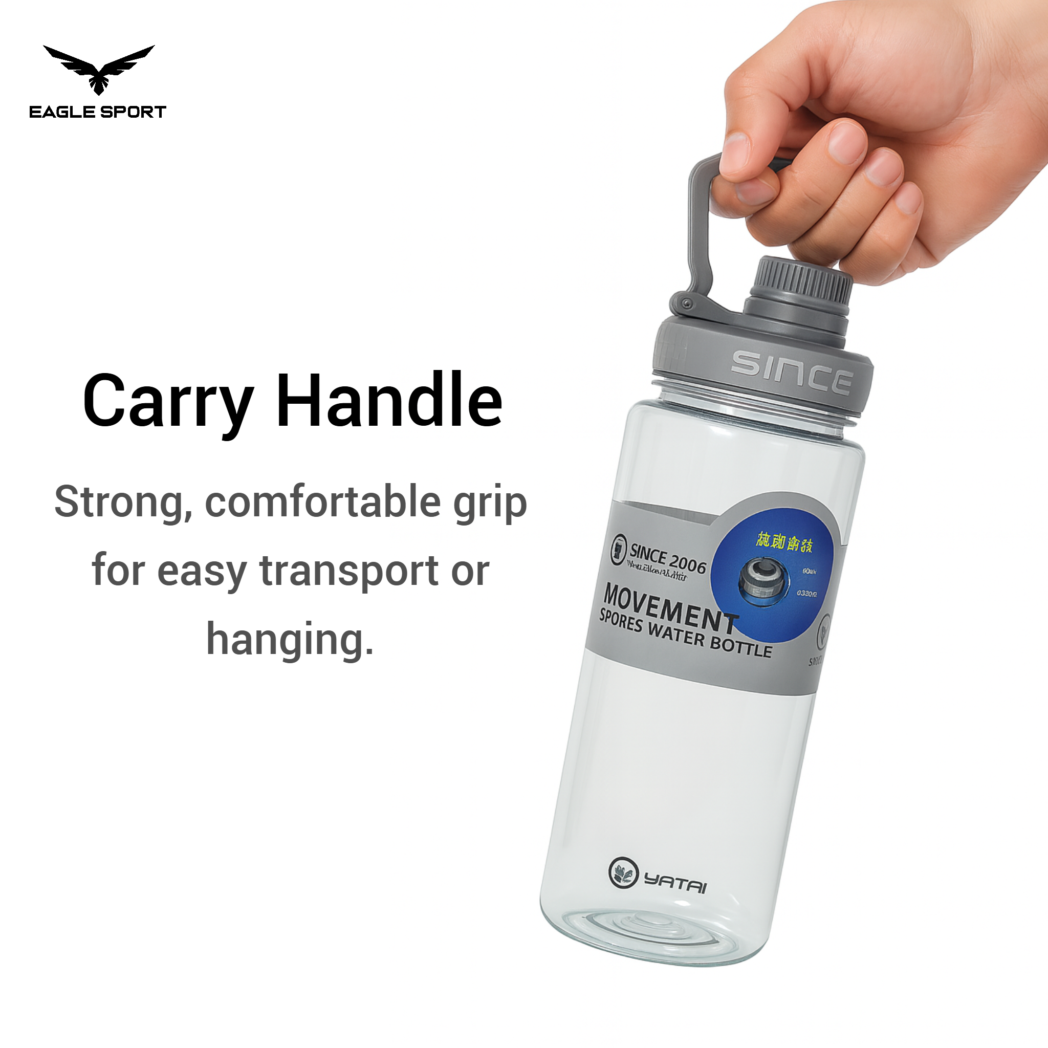 قنينة ماء رياضية شفافة – سعة 900 مل
 Transparent Sports Water Bottle – 900ml