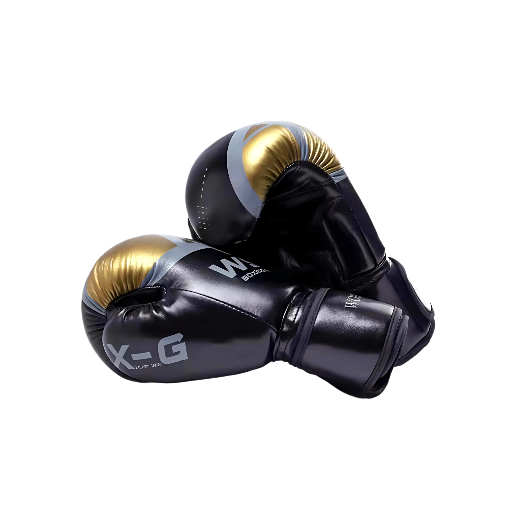 قفازات ملاكمة ماركة WOESAD – WSD احترافية للتدريب (أسود بلمسة ذهبية)
WOESAD – WSD Boxing Gloves (Black with Golden Touch) – Professional Training Gloves
