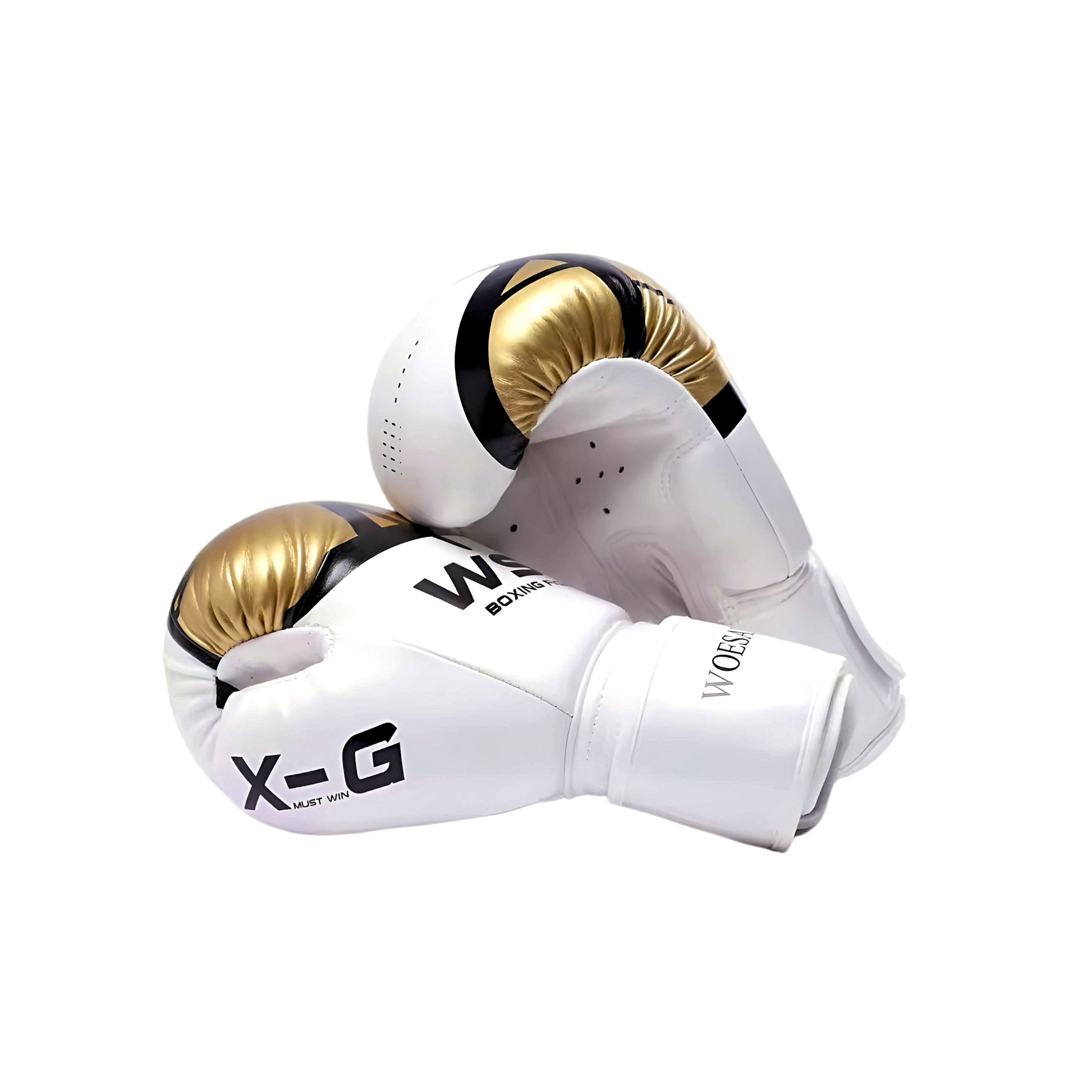 WOESAD – WSD Boxing Gloves (White with Golden Touch) – Professional Training Gloves
قفازات ملاكمة ماركة WOESAD – WSD احترافية للتدريب (أبيض بلمسة ذهبية)