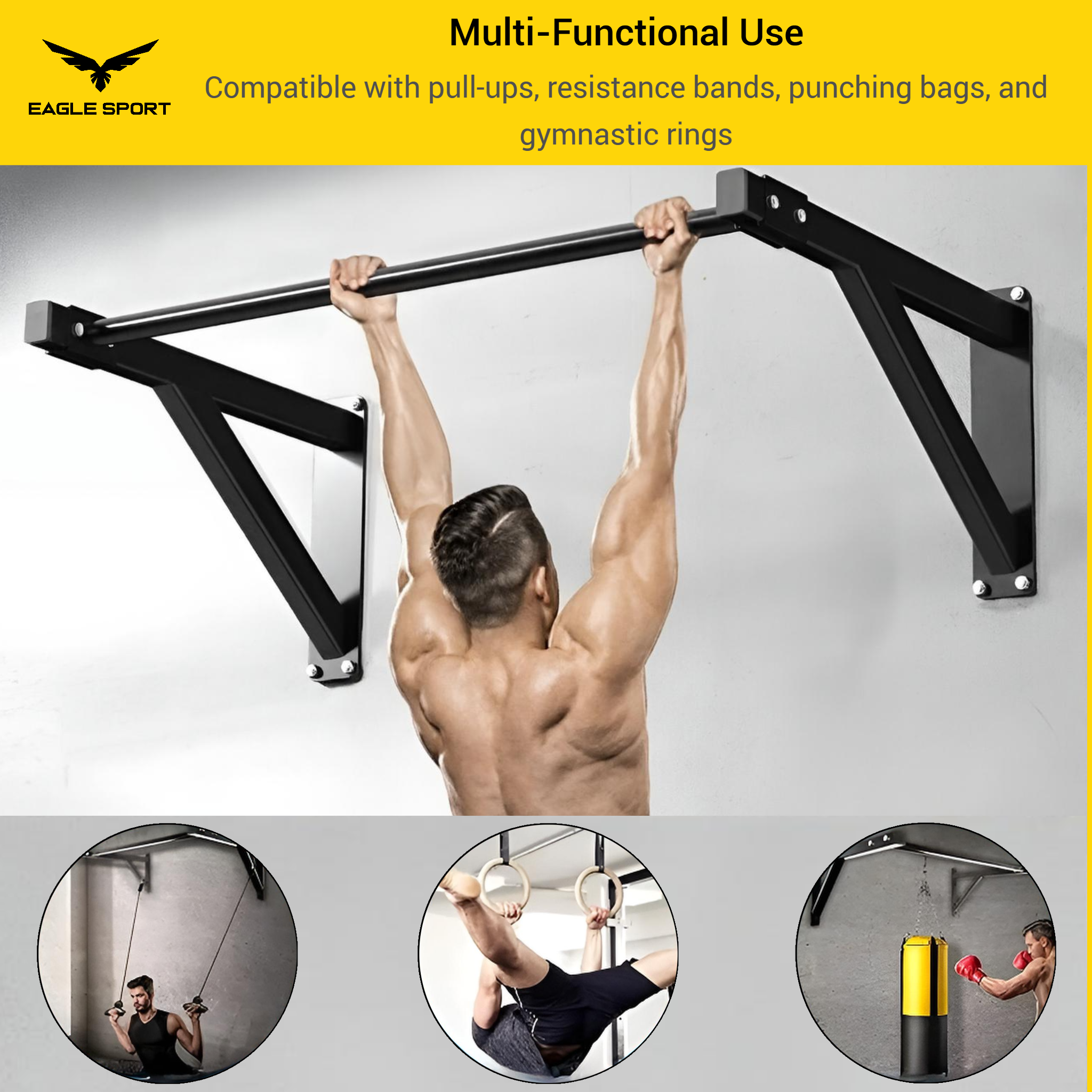 عقلة حائط أصلية – بجودة عالية التحمل
Wall-Mounted Pull Up Bar – Original High-Quality Heavy Duty